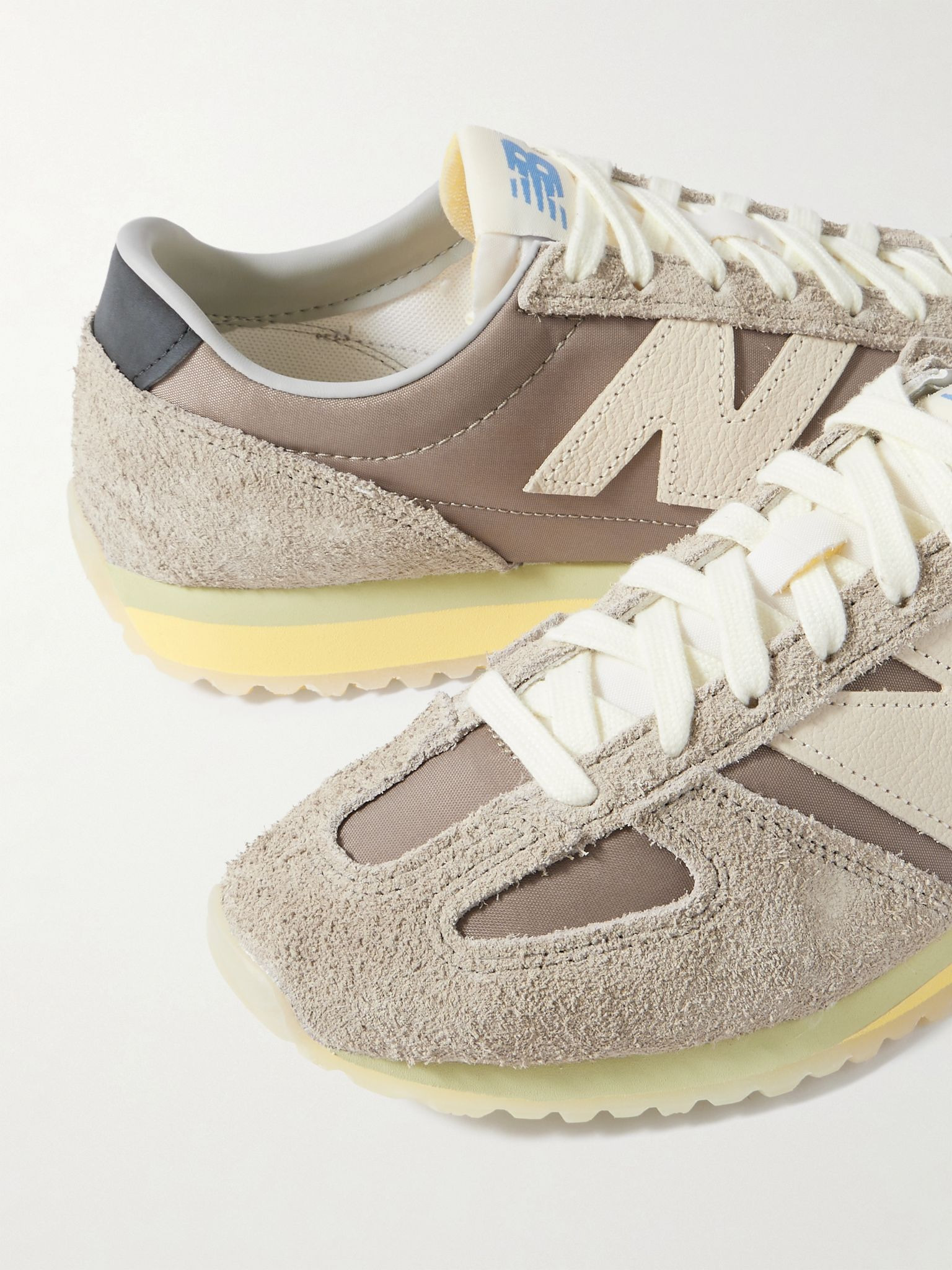 471 suede- and leather-trimmed canvas sneakers Taupe - 4
