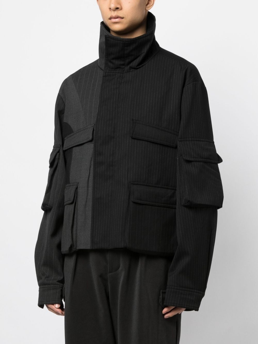 two-tone striped wool jacket - 3