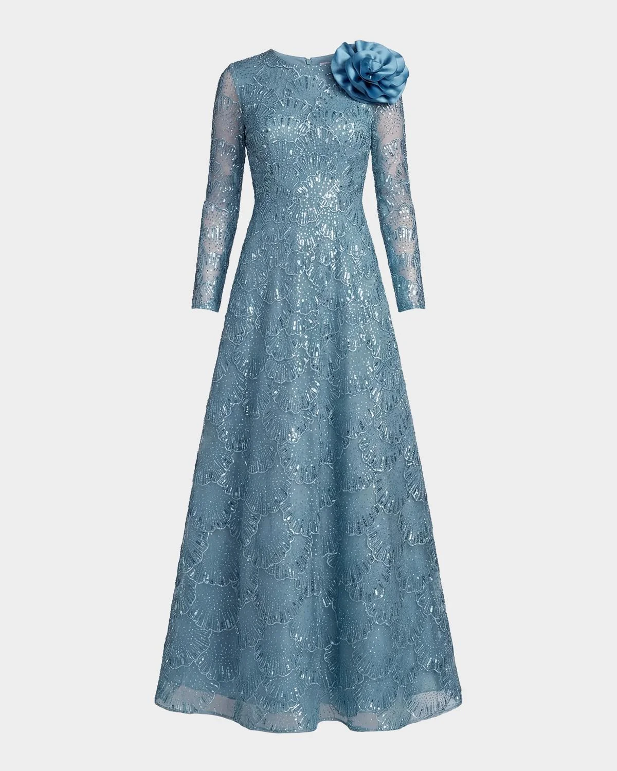 Beaded Embroidered A-Line Gown - 1