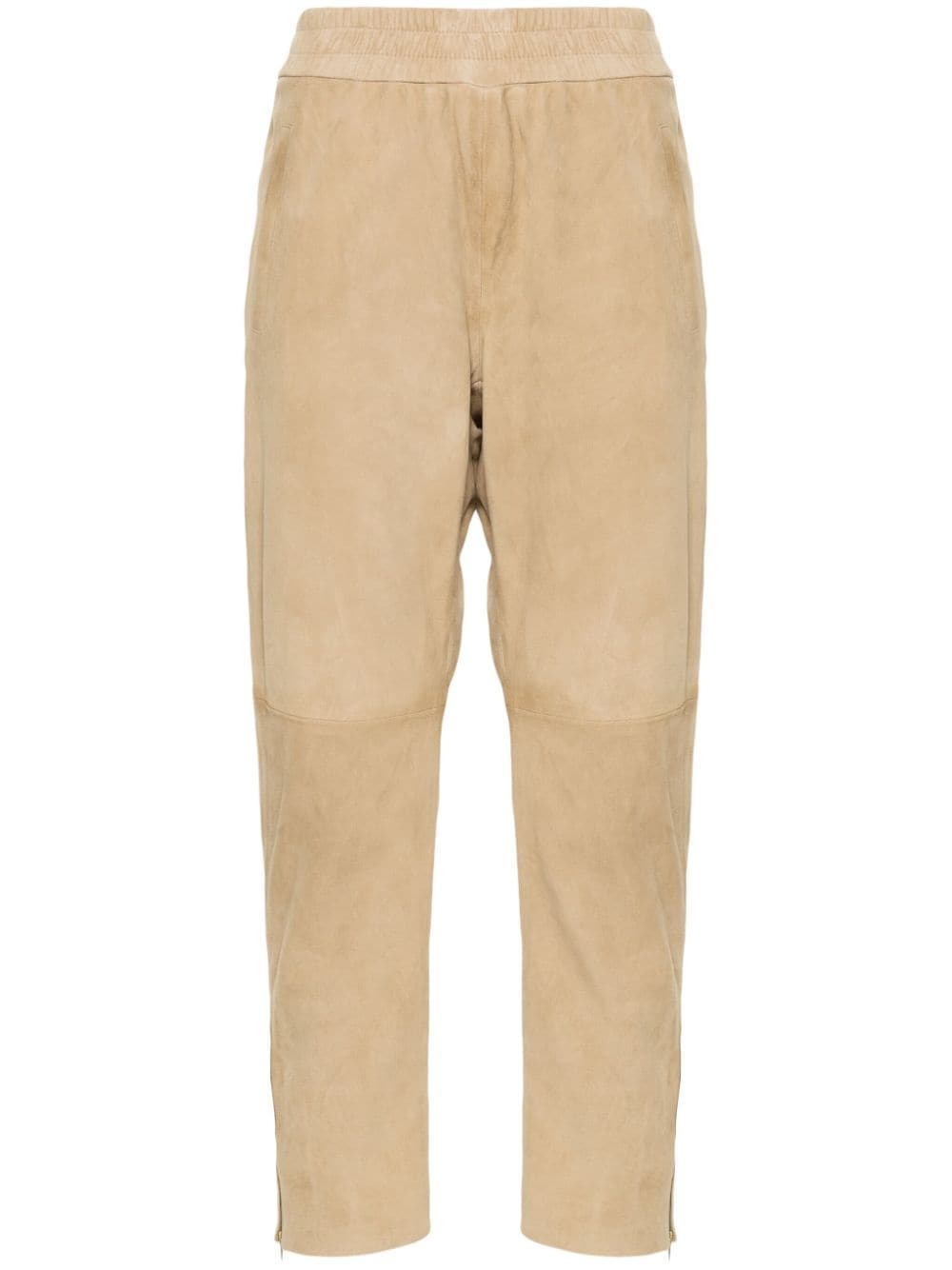 slim-fit suede trousers - 1