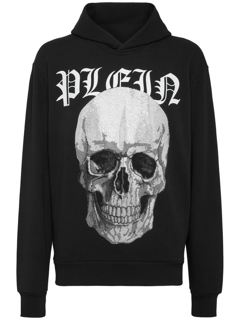 skull-print rhinestone-embellished hoodie 1