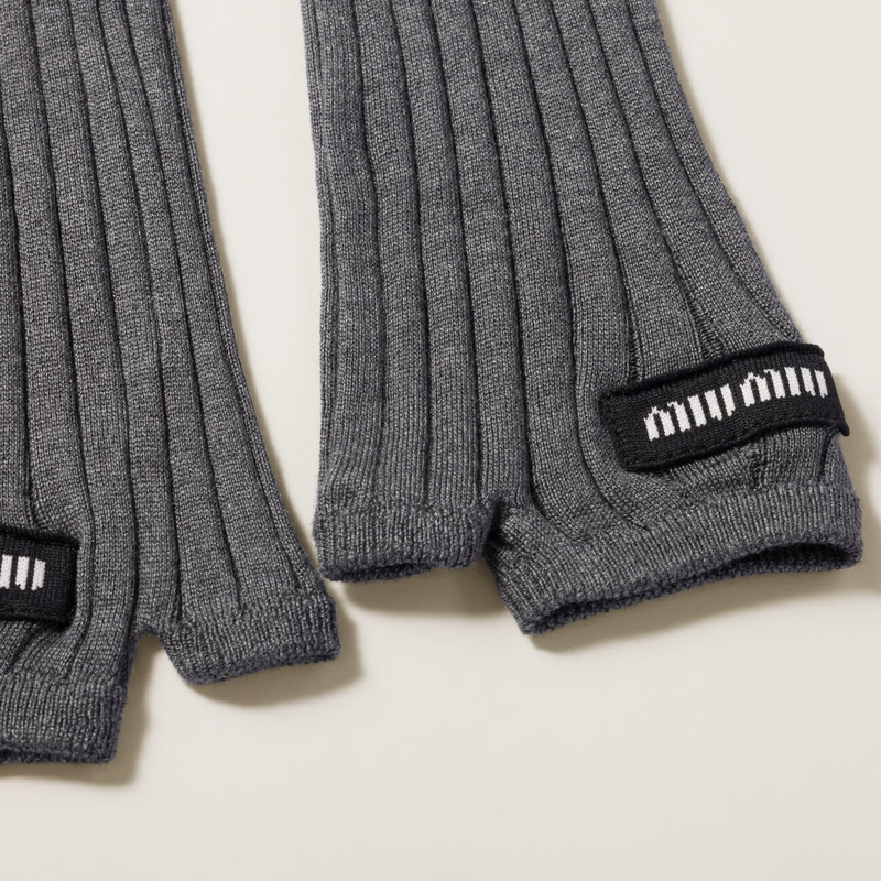 Ribbed knit silk fingerless gloves 3