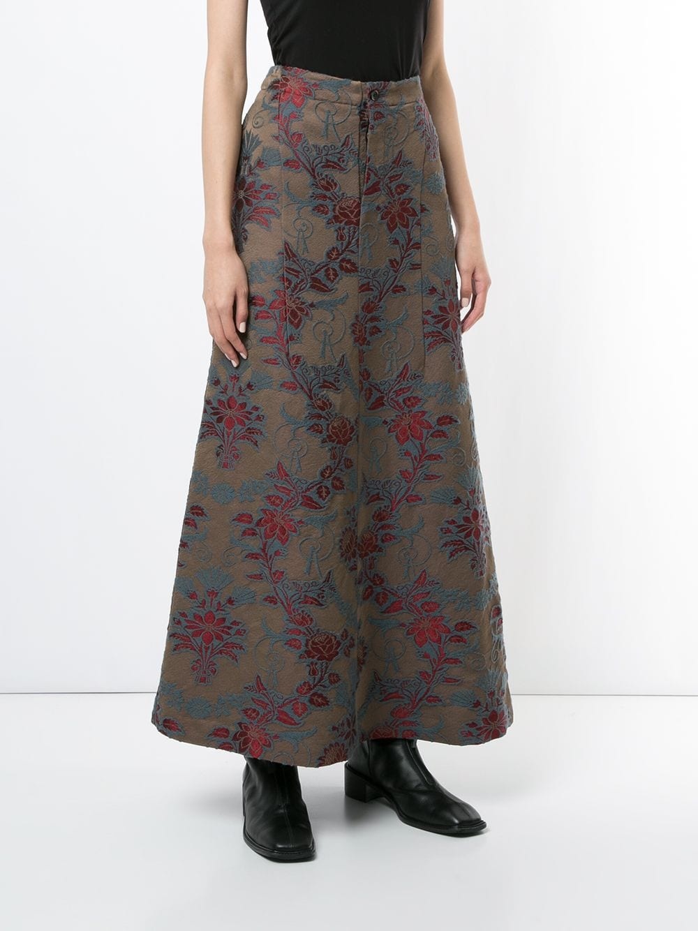 floral-jacquard maxi skirt - 3