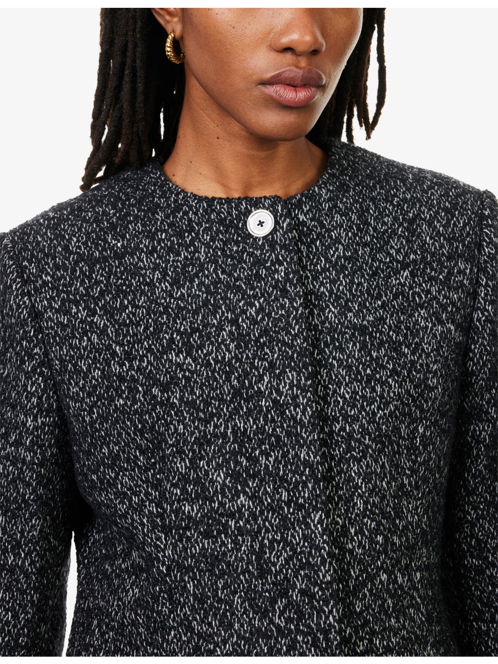 Collarless Cinched Wool-Blend Jacket - 5