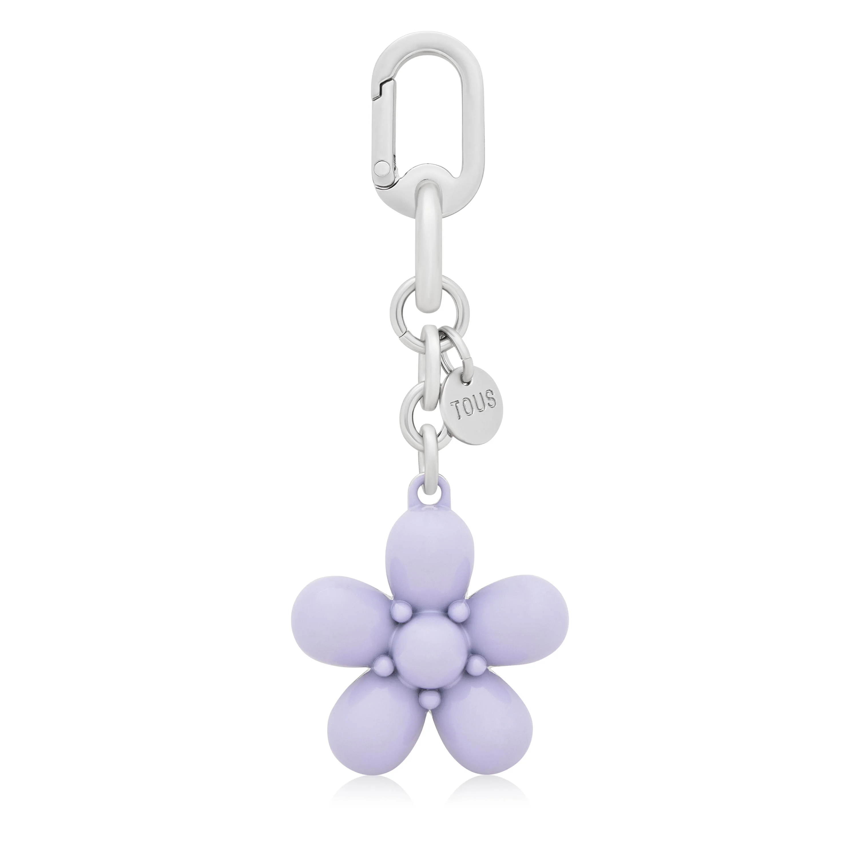 Mauve Key ring Puffed Daisy Flower - 1