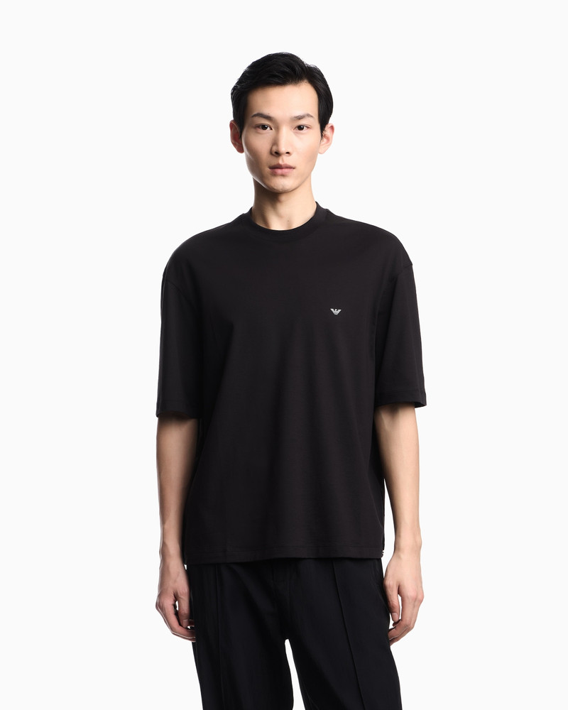 EMPORIO ARMANI OVER-FIT JERSEY T-SHIRT WITH USED-EFFECT LOGO PRINT outlook