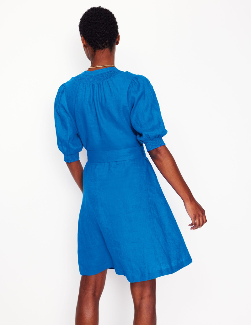 Ada Linen Short Dress-Cerulean blue 4
