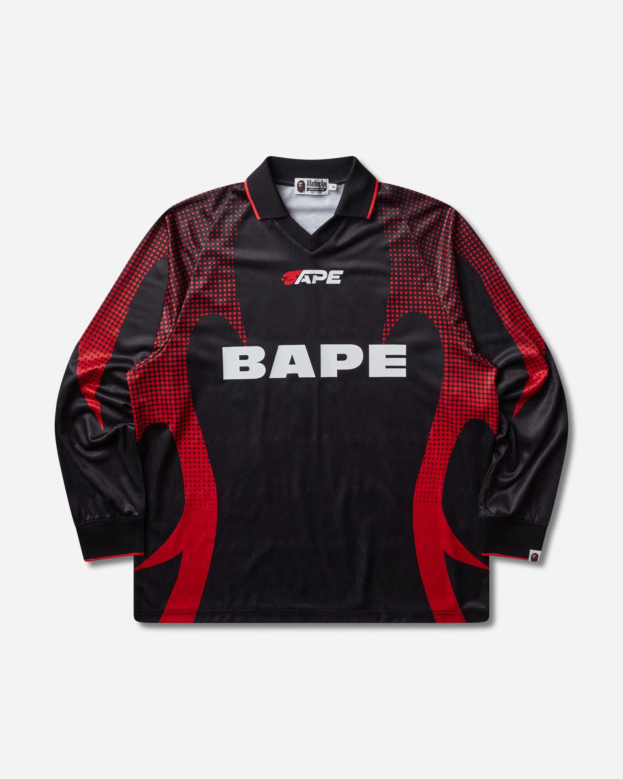 Men's Ape Flame Monogram Jacquard Logo Relaxed Fit Football Jersey Black - 1