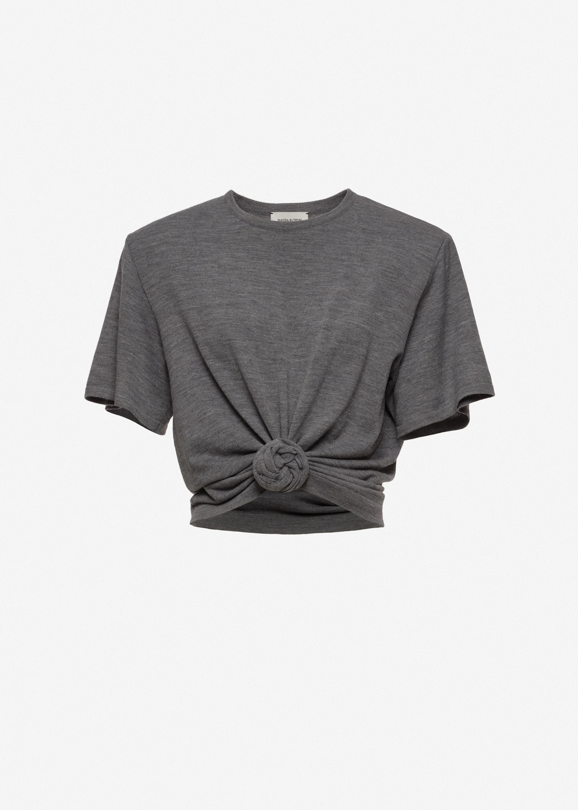 Knotted wool t-shirt in grey - 1
