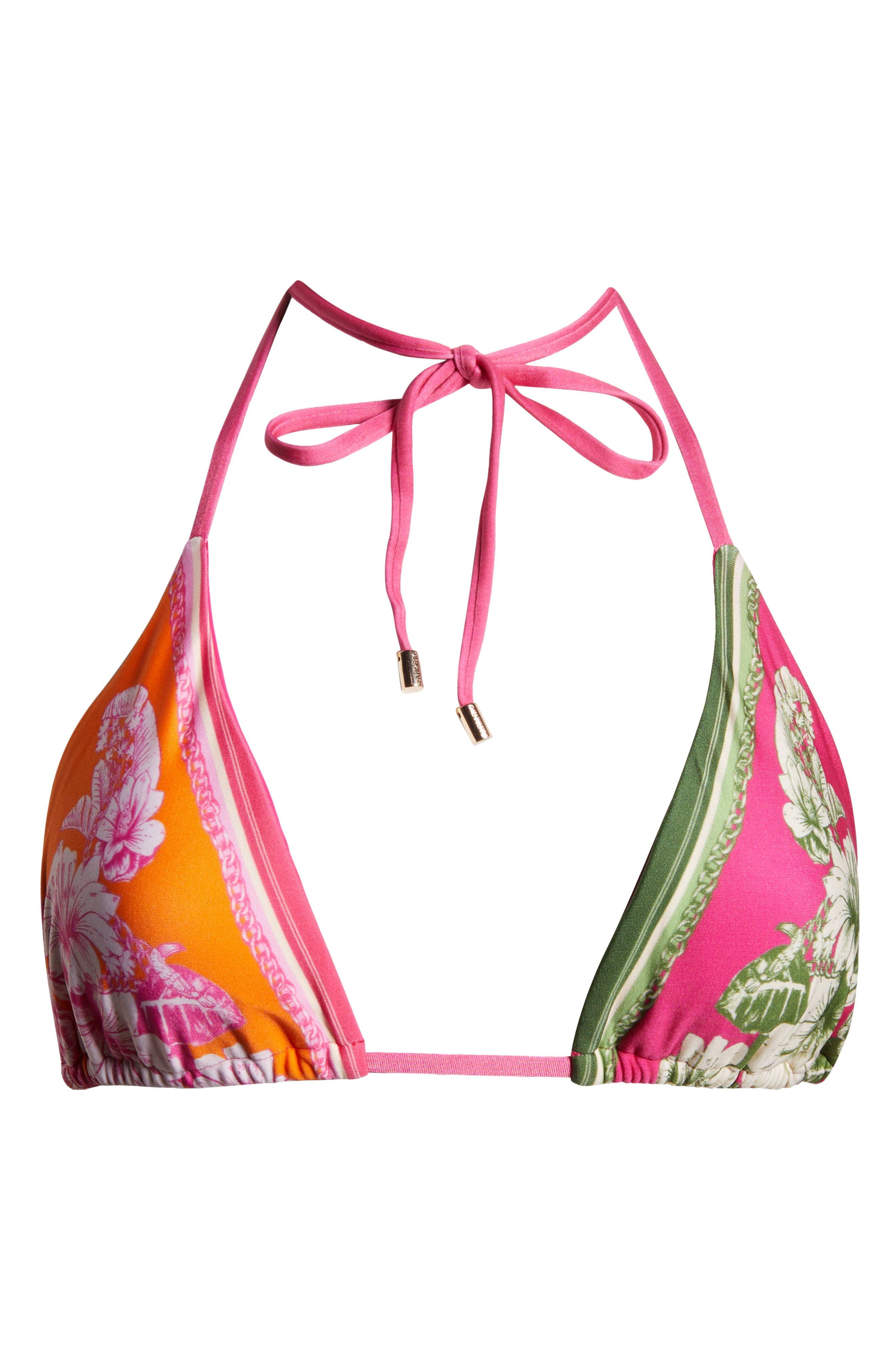 FARM Rio Floral Elegance Mixed Scarves Triangle Bikini Top in Pink Multi at Nordstrom - 4