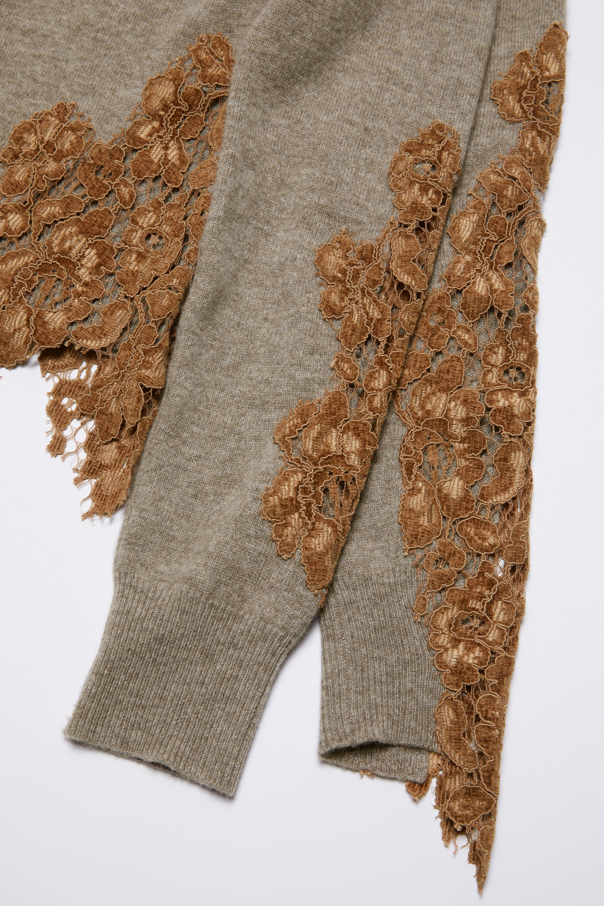 Wool jumper lace trim - Beige - 5