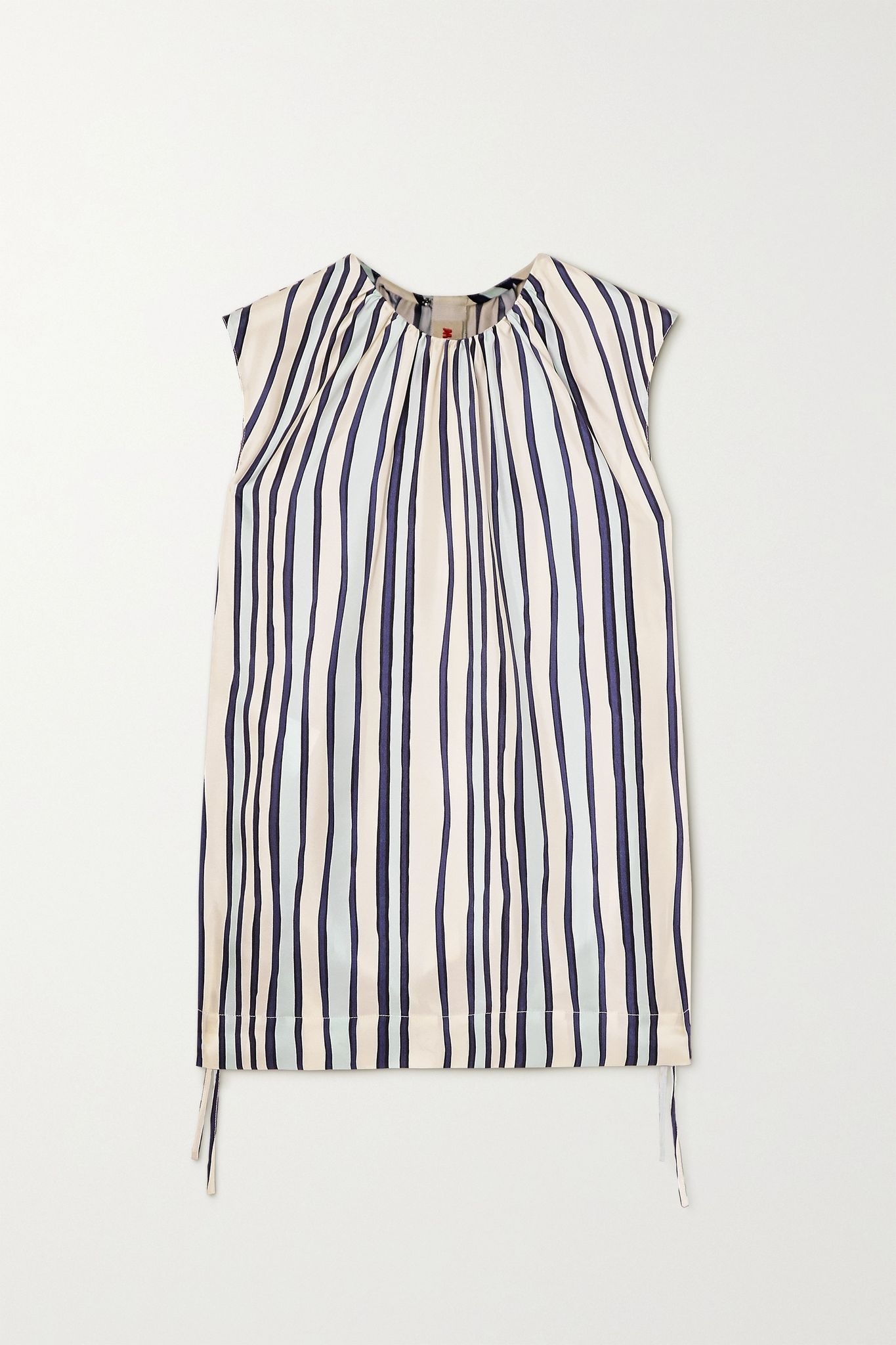 Ruched striped silk-twill top - 1