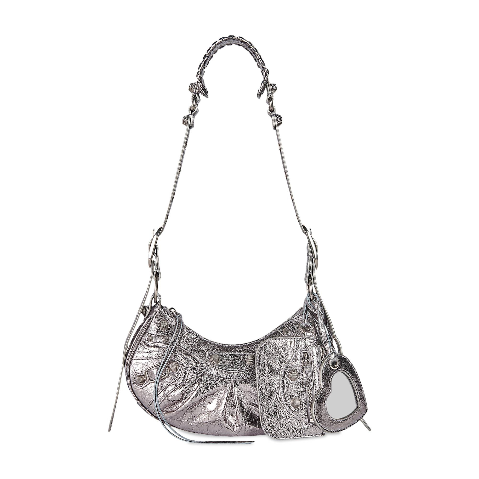 Balenciaga Women's Le Cagole Xs Shoulder Bag in Denim with Rhinestones - Pink