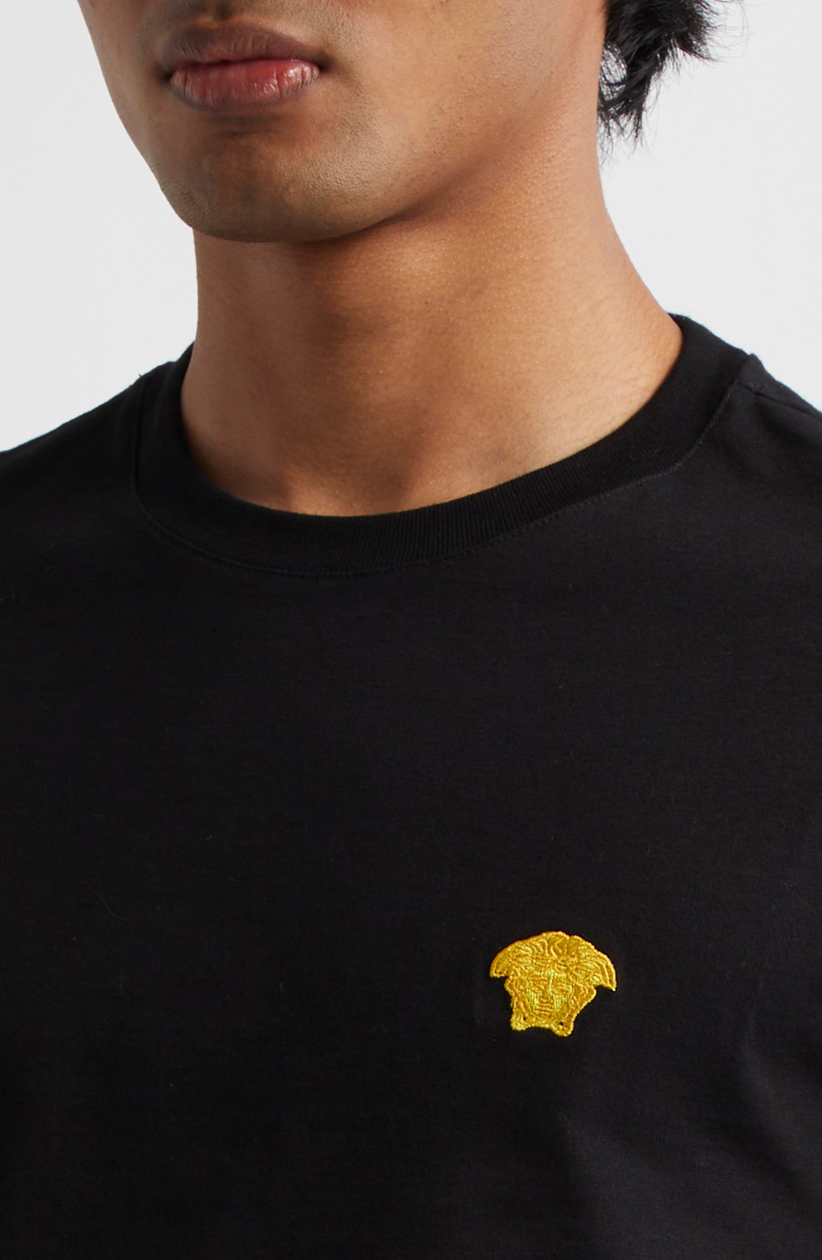 Versace Medusa Embroidered Cotton T-Shirt in Black at Nordstrom - 5