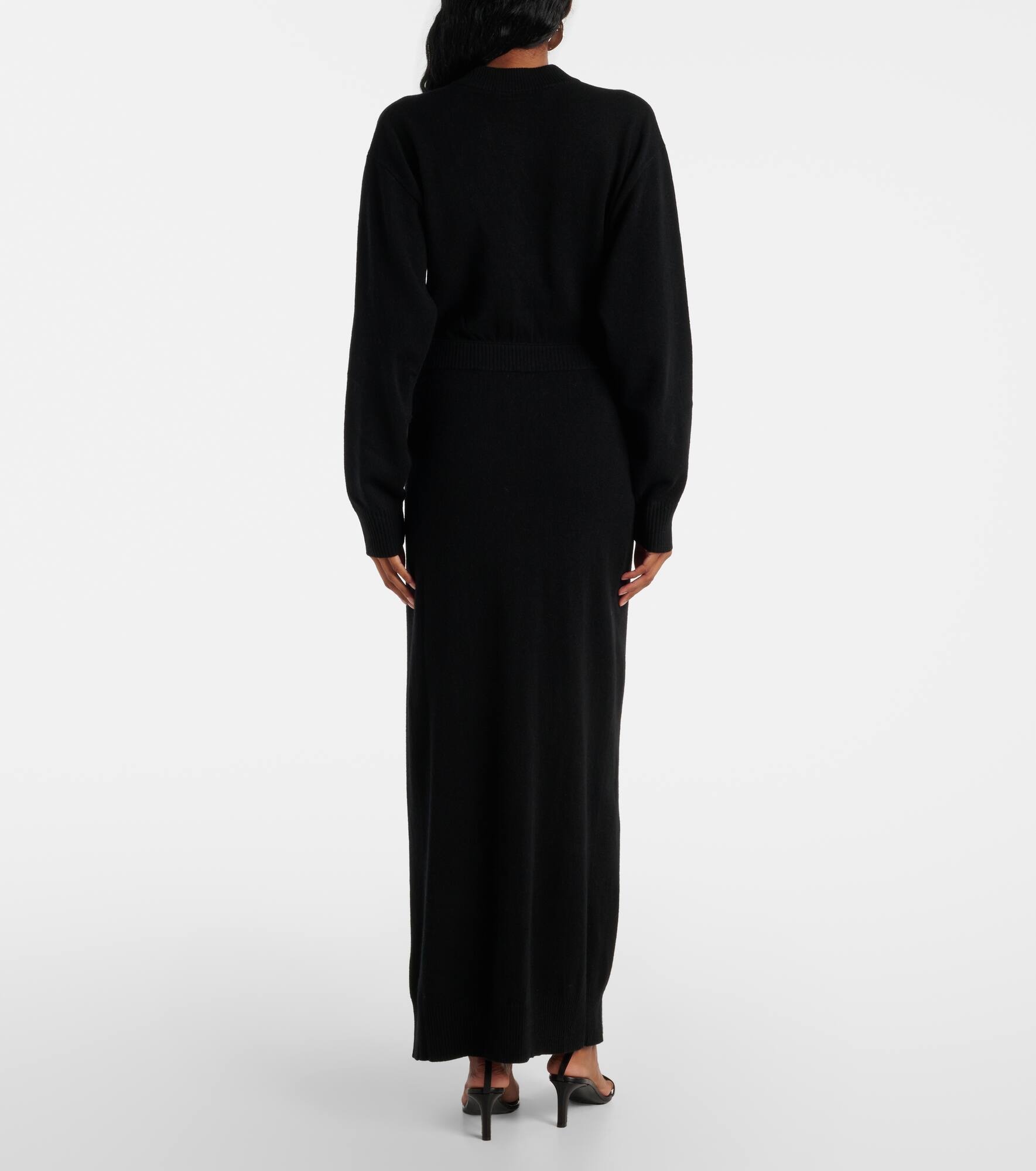 Gathered cutout wool and cashmere maxi dress - 3