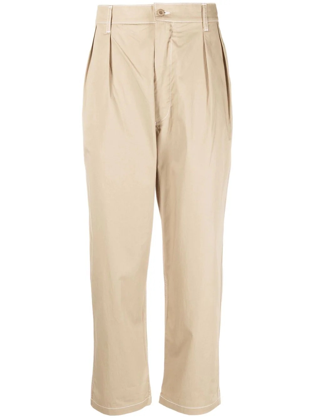 pleated cropped tapered trousers - 1