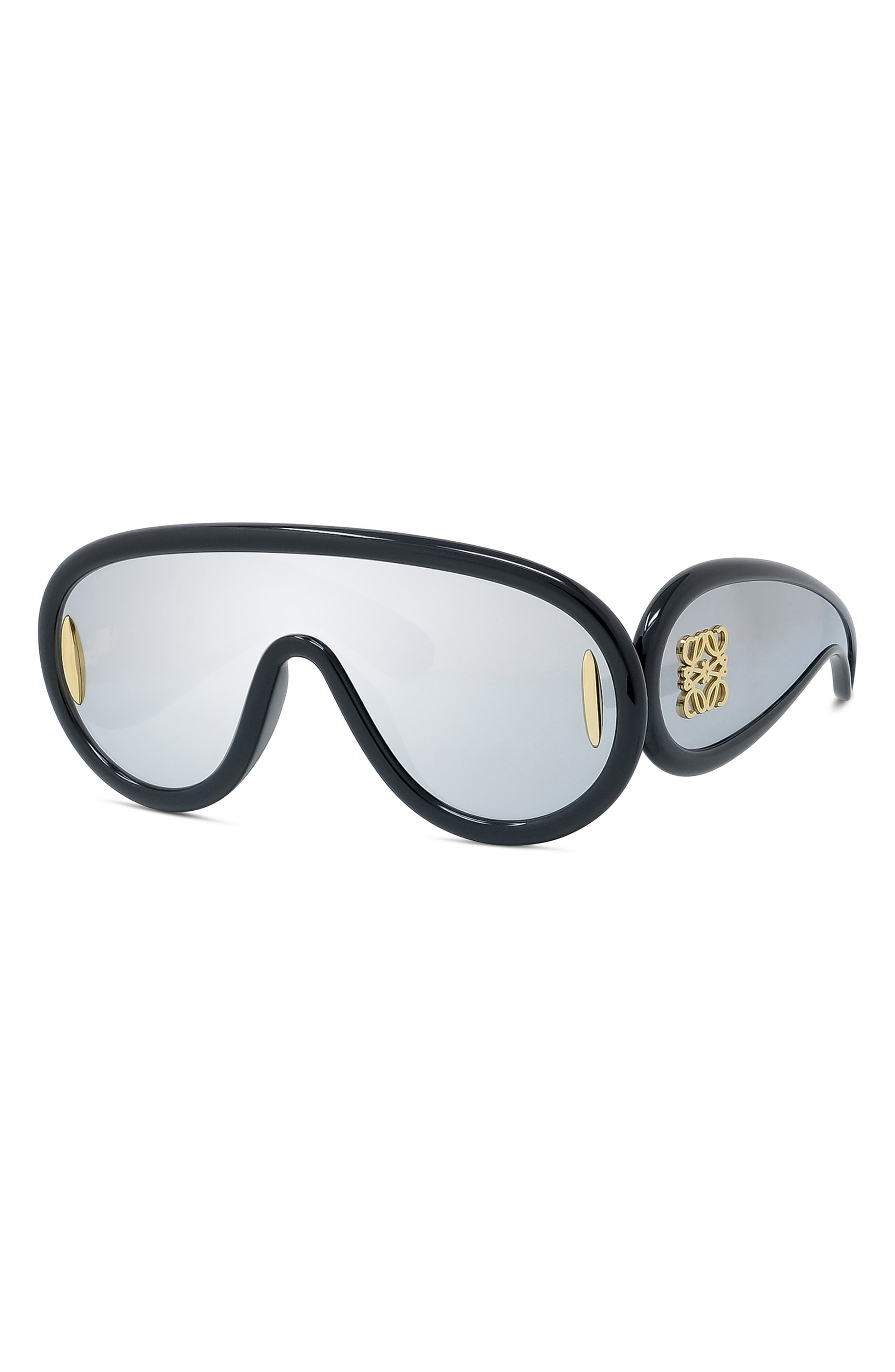 Loewe x Paula's Ibiza 56mm Mask Sunglasses in Shiny Black /Smoke Mirror at Nordstrom - 2