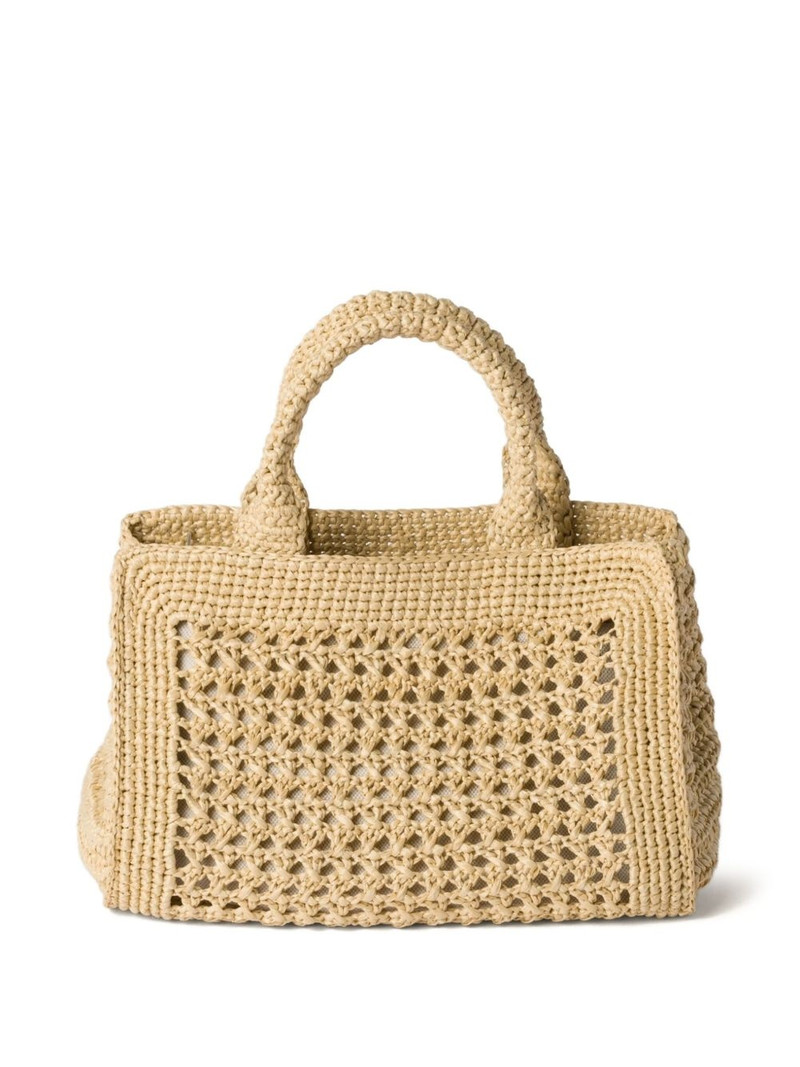 Miu Miu raffia-effect woven tote bag outlook