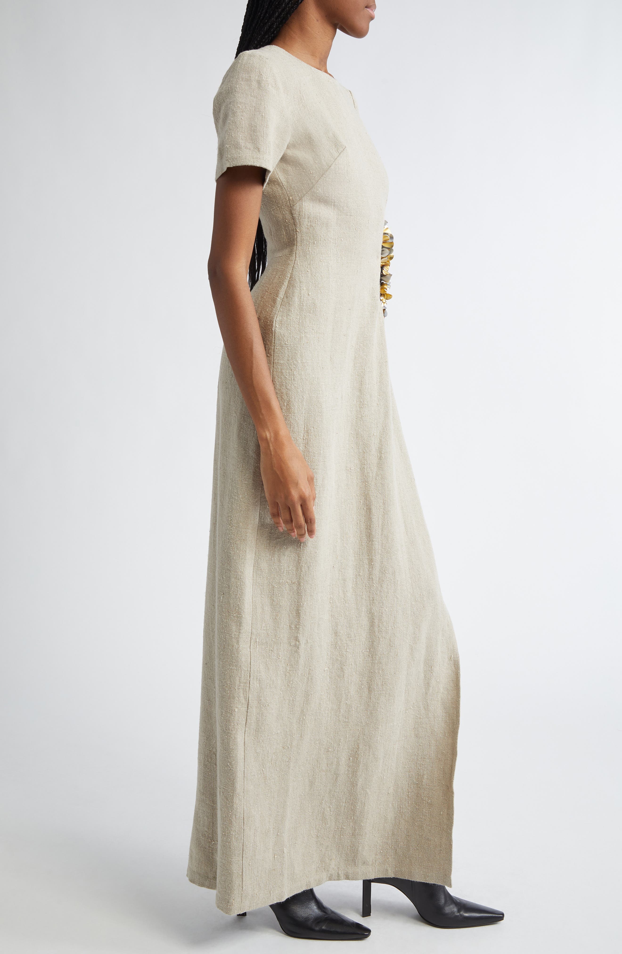 Diotima Seaford Cutout Waist Linen Dress in Beige at Nordstrom - 3