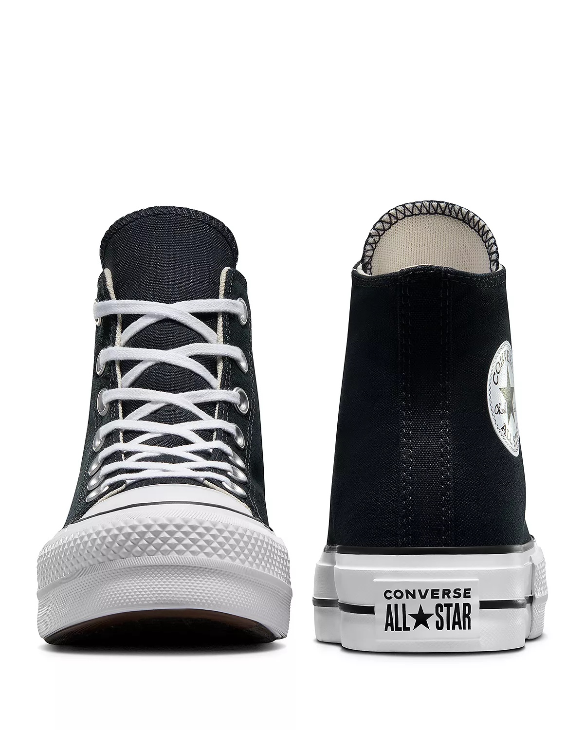 Women's Chuck Taylor All Star Hi Top Black & White Platform Sneakers - 4