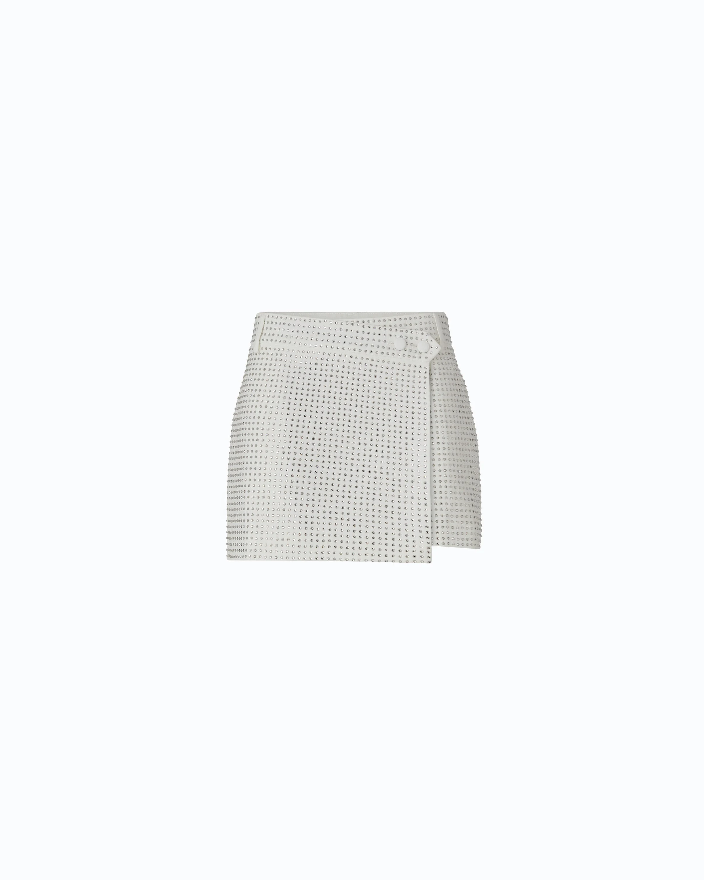 FULLY RHINESTONED WRAP MINI SKIRT - 1