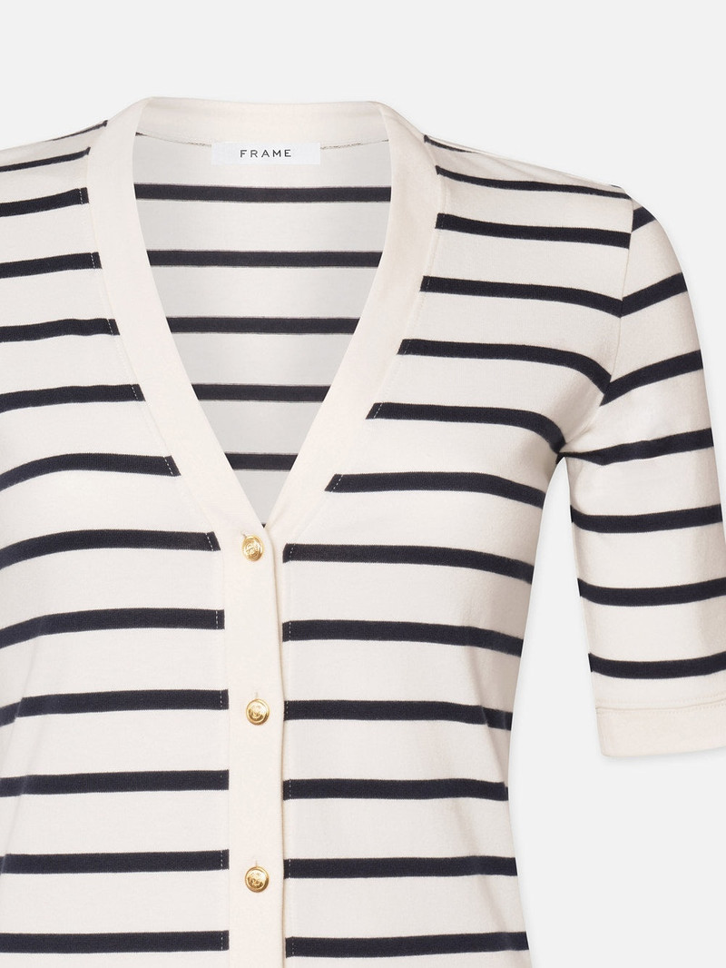 Henley Button Up Dress in Navy Multi 2