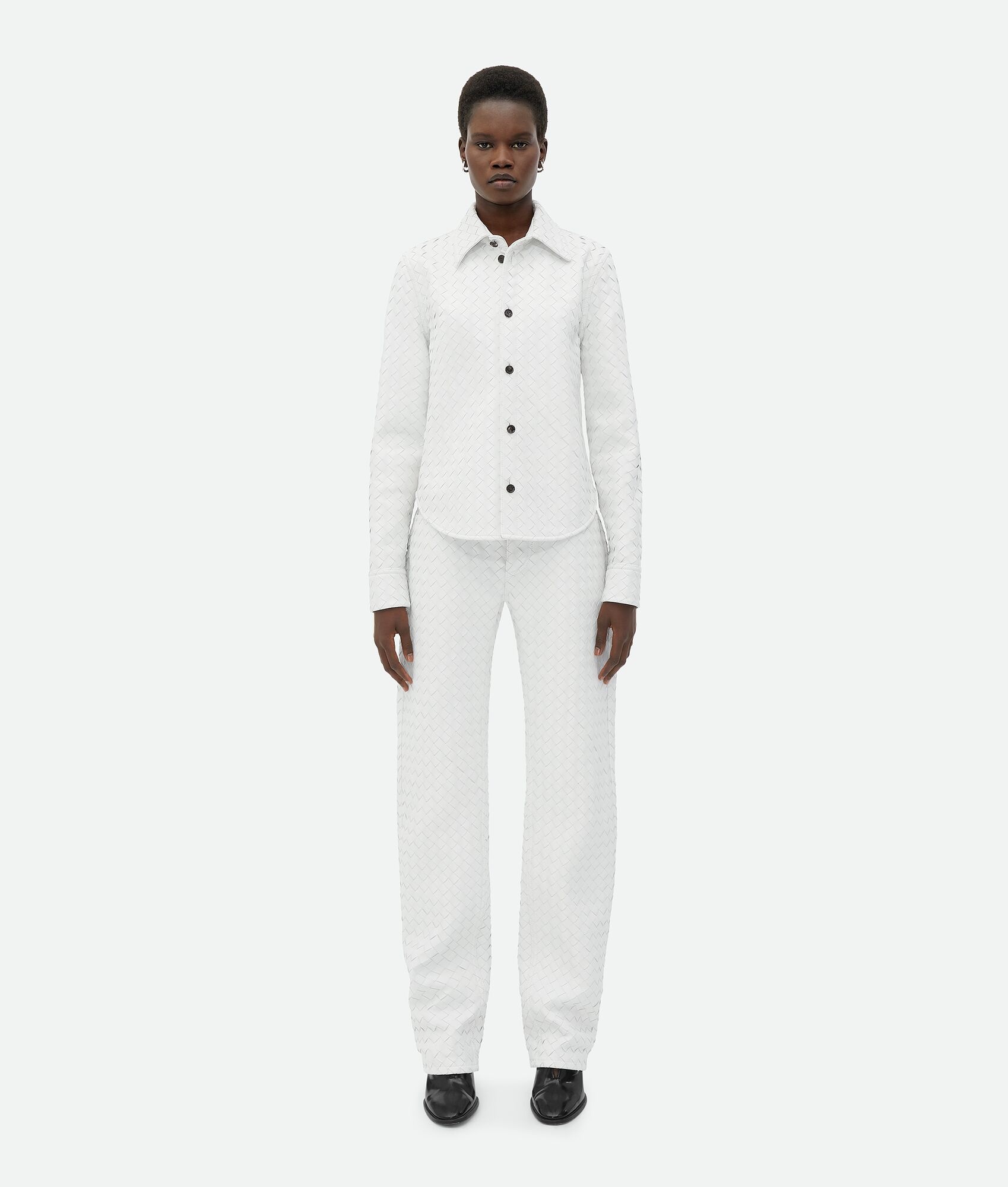 Intrecciato Leather Straight Leg Trousers - 4