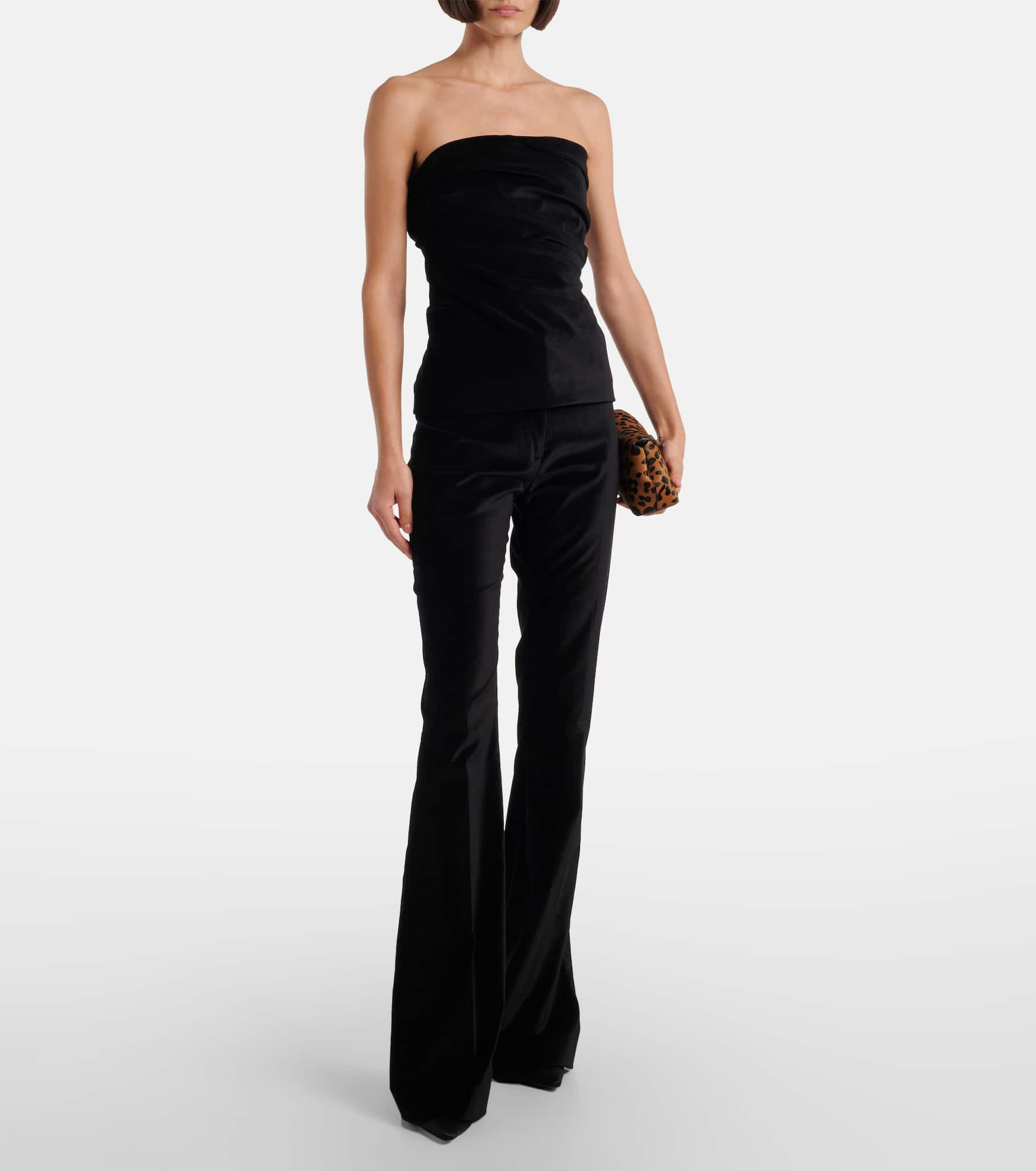 Roux cotton-blend velvet flared pants - 2
