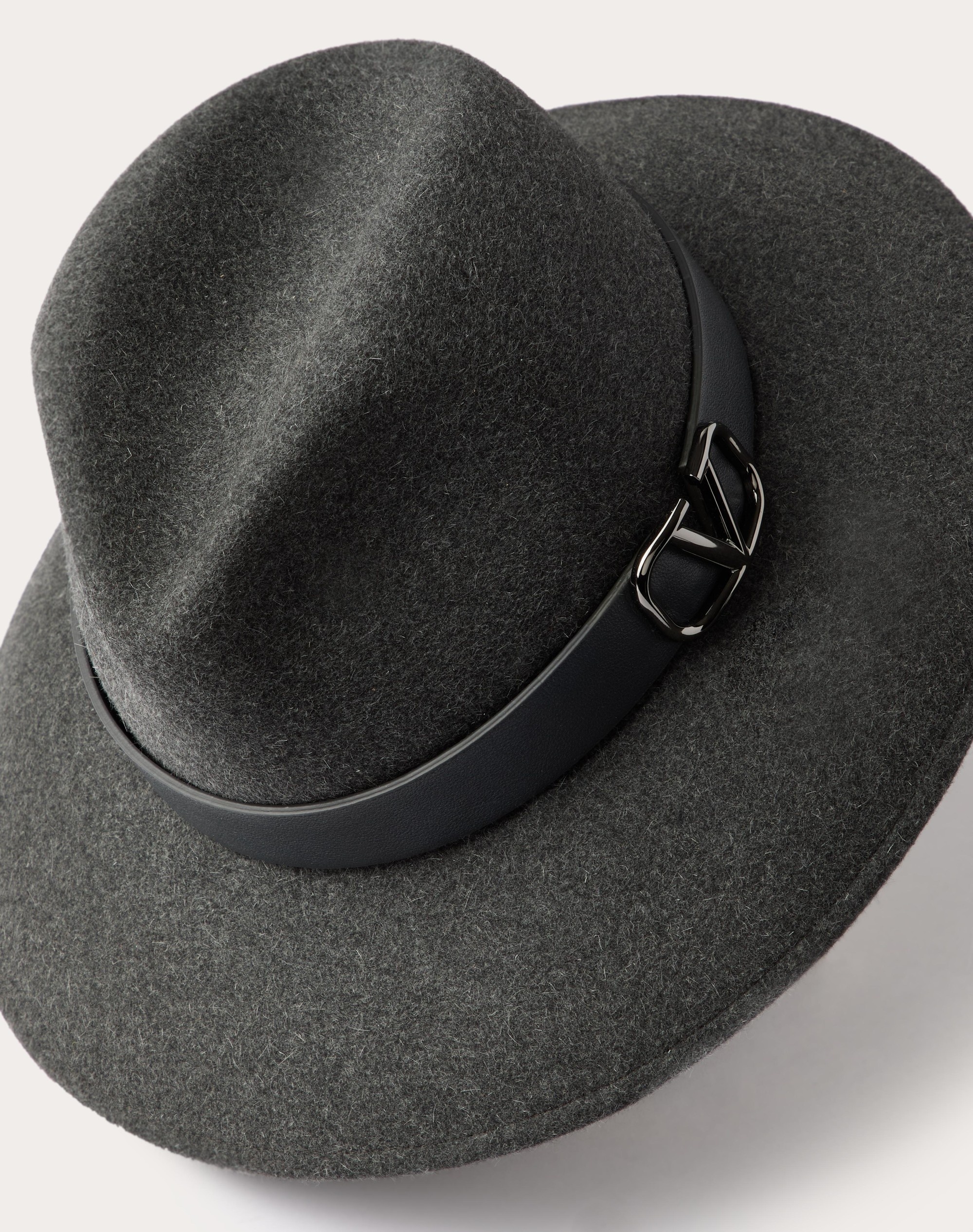 VLOGO SIGNATURE RABBIT FUR AND LEATHER FEDORA HAT - 4