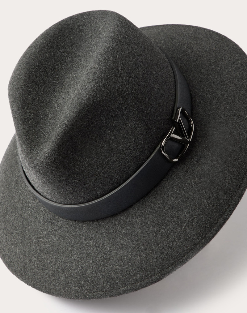 VLOGO SIGNATURE RABBIT FUR AND LEATHER FEDORA HAT 4