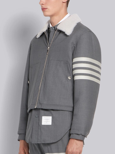 Thom Browne Medium Grey Plain Weave Suiting Flight 4-BAR Jacket outlook