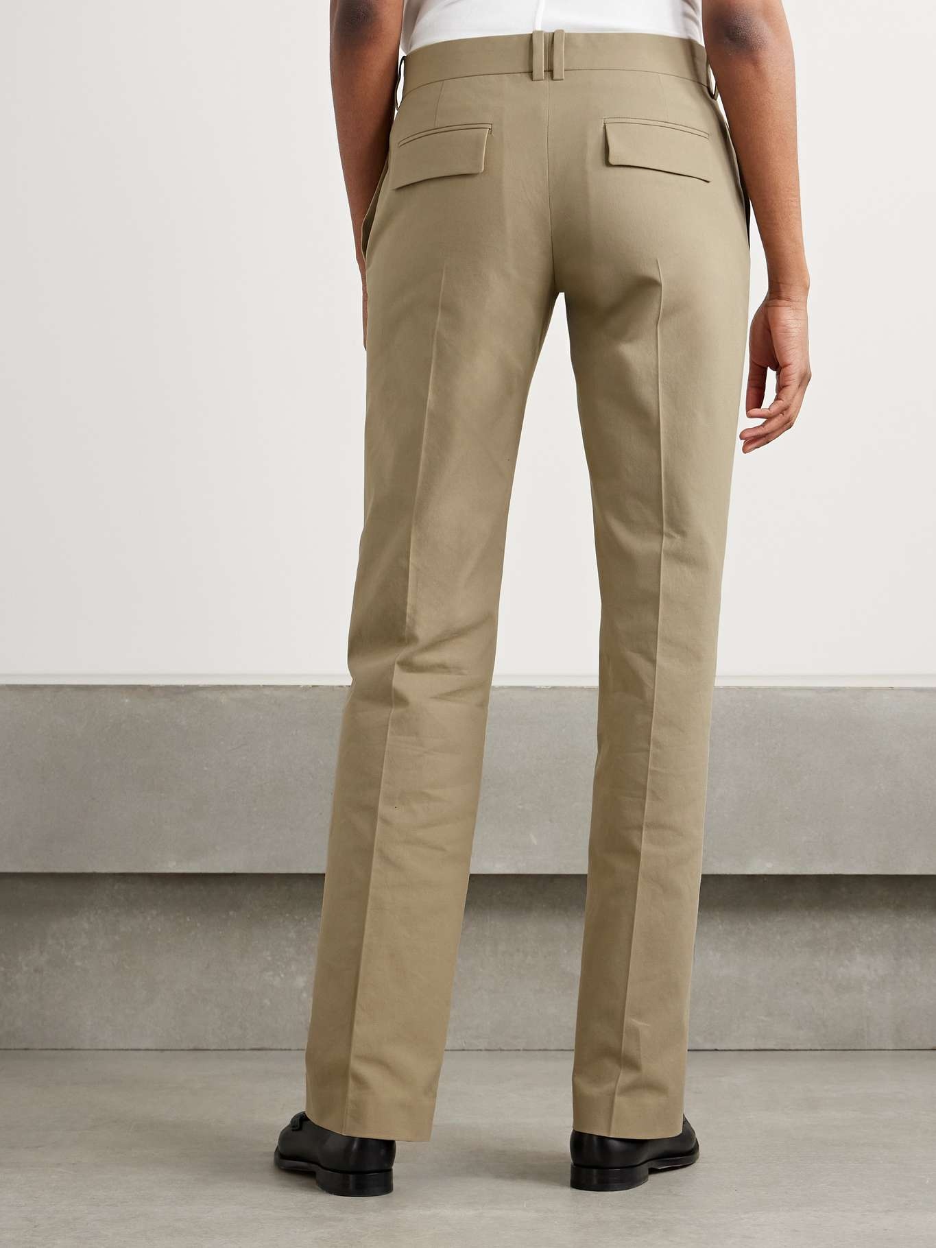 Selvie cotton-blend twill straight-leg pants Beige - 4