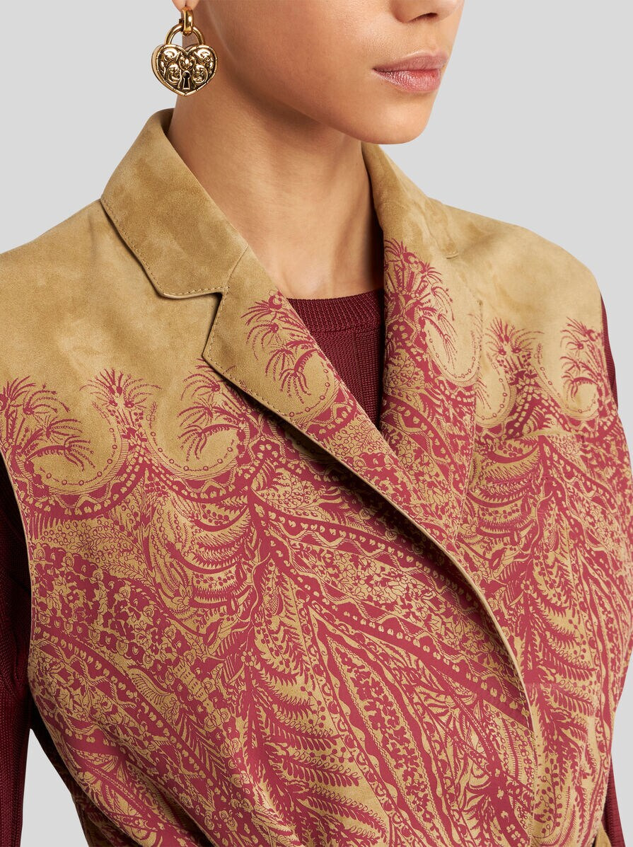 SUEDE WAISTCOAT WITH PLACED PRINT - 2