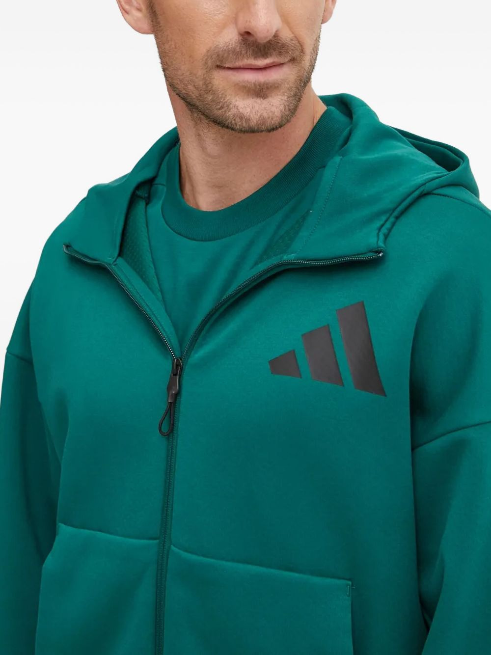 logo-detail zip-up hoodie - 4