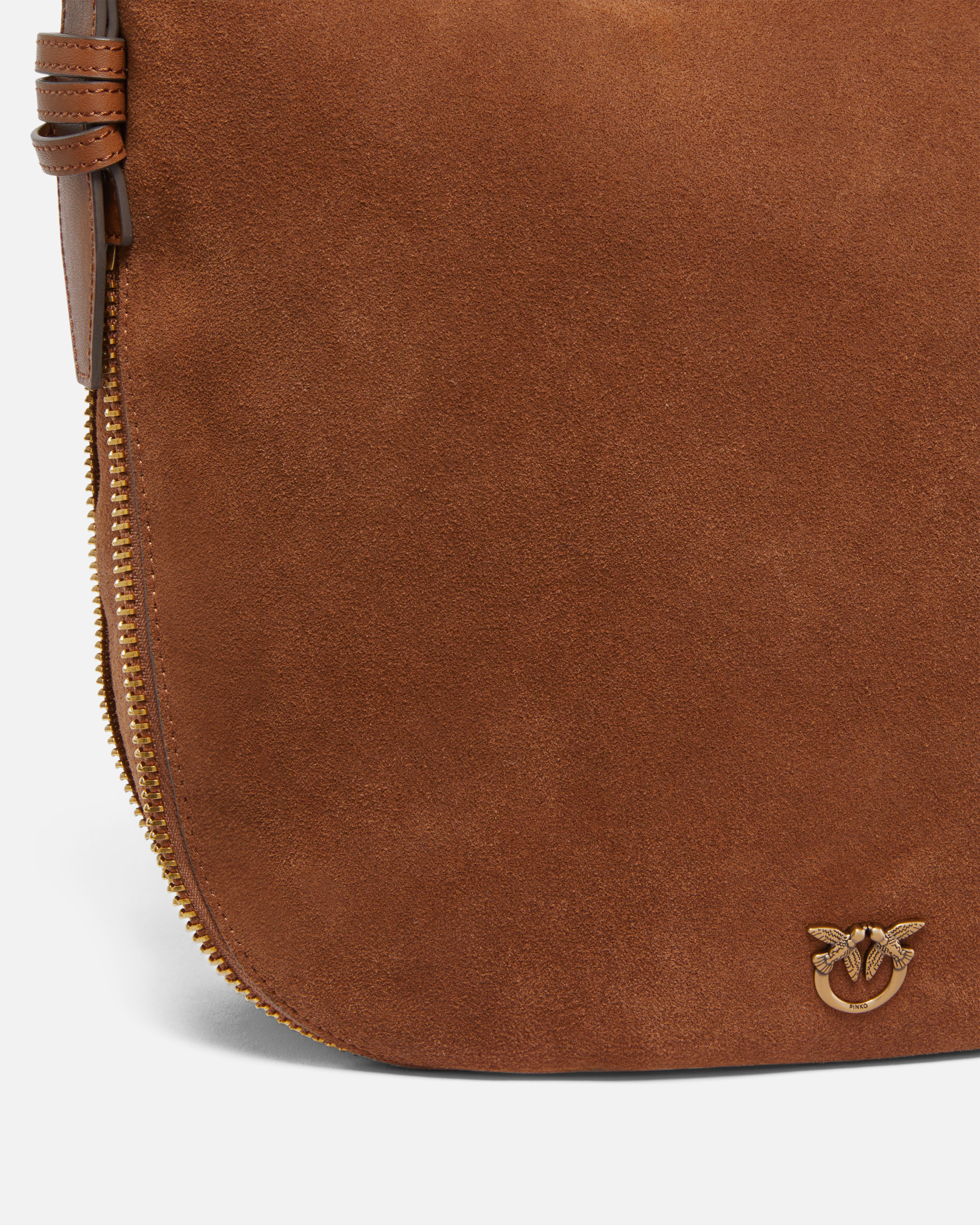 MEDIUM SUEDE HOBO BAG WITH LOVE BIRDS LOGO - 3