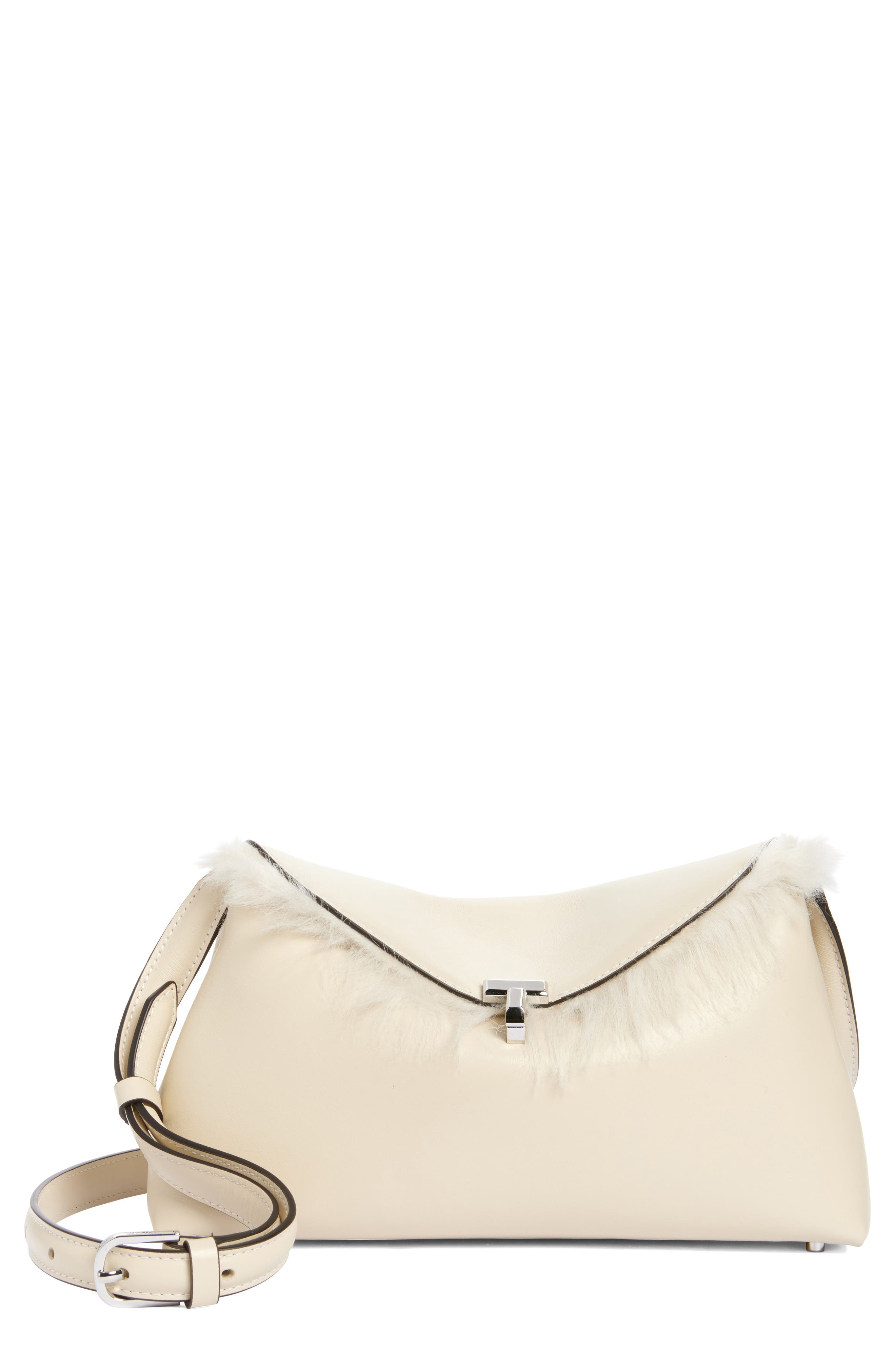 TOTEME T-Lock Genuine Shearling Clutch in Ecru at Nordstrom - 1