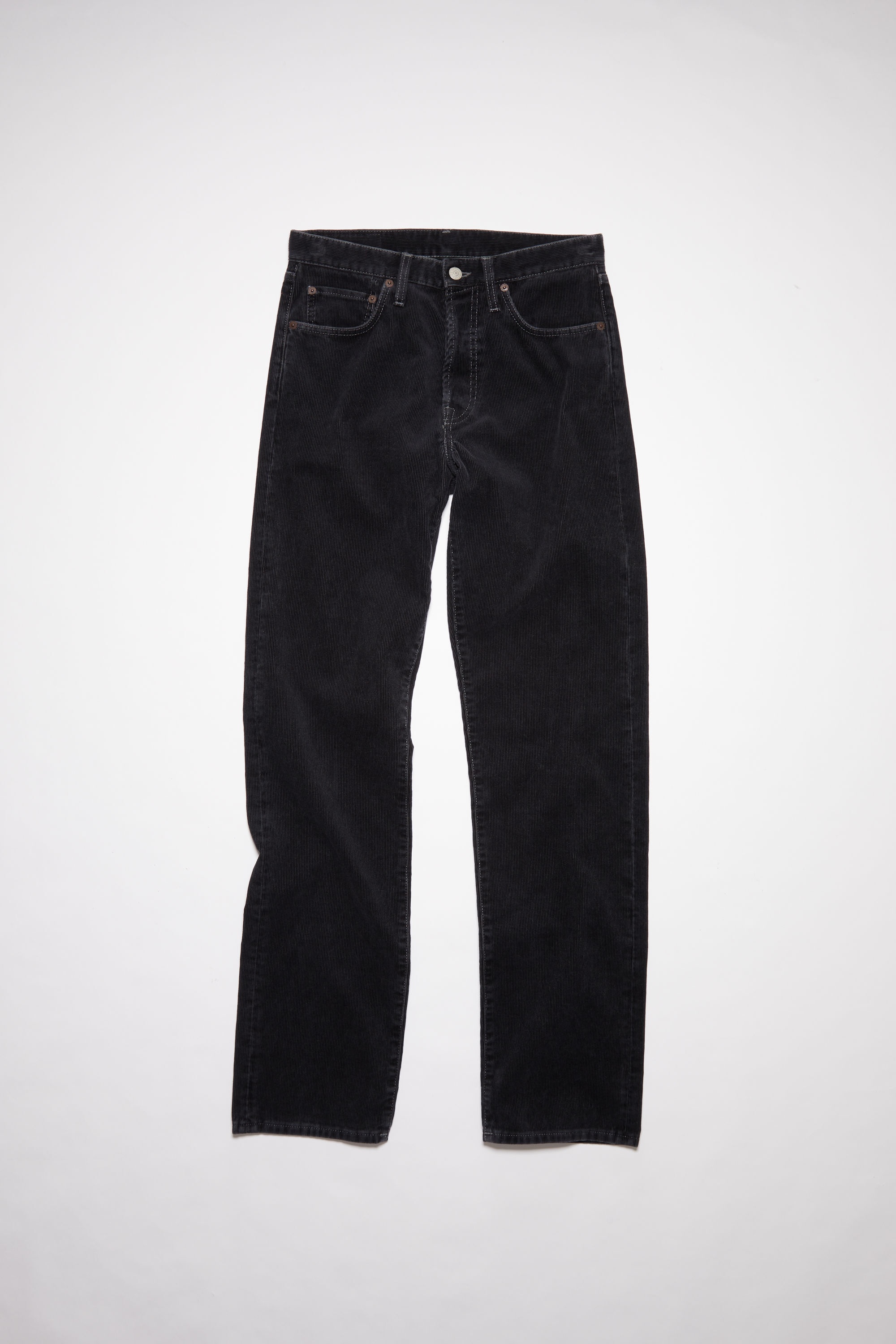 Straight fit corduroy trousers - Black - 1