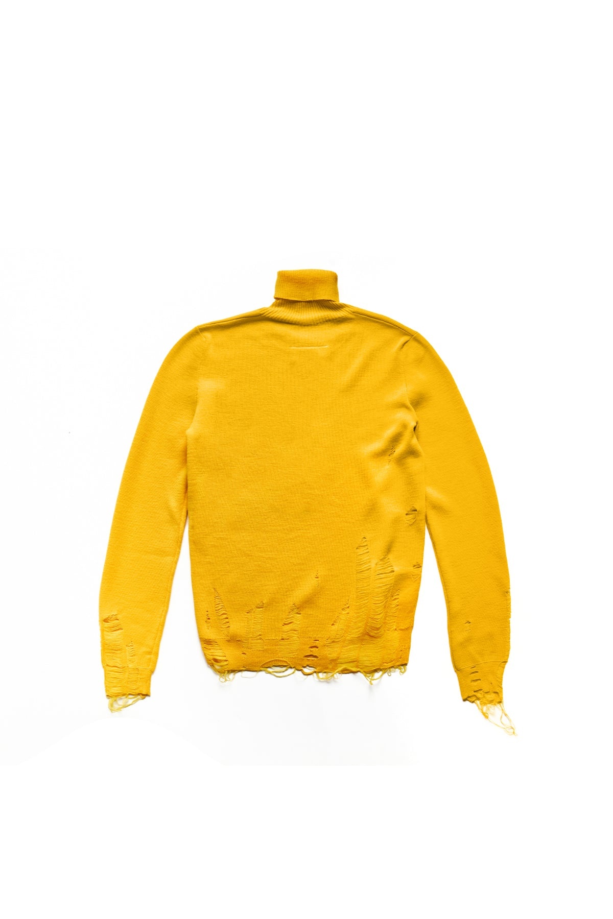 MM6 Maison Margiela Distressed Fitted Turtlneck Sweater Yellow - 2