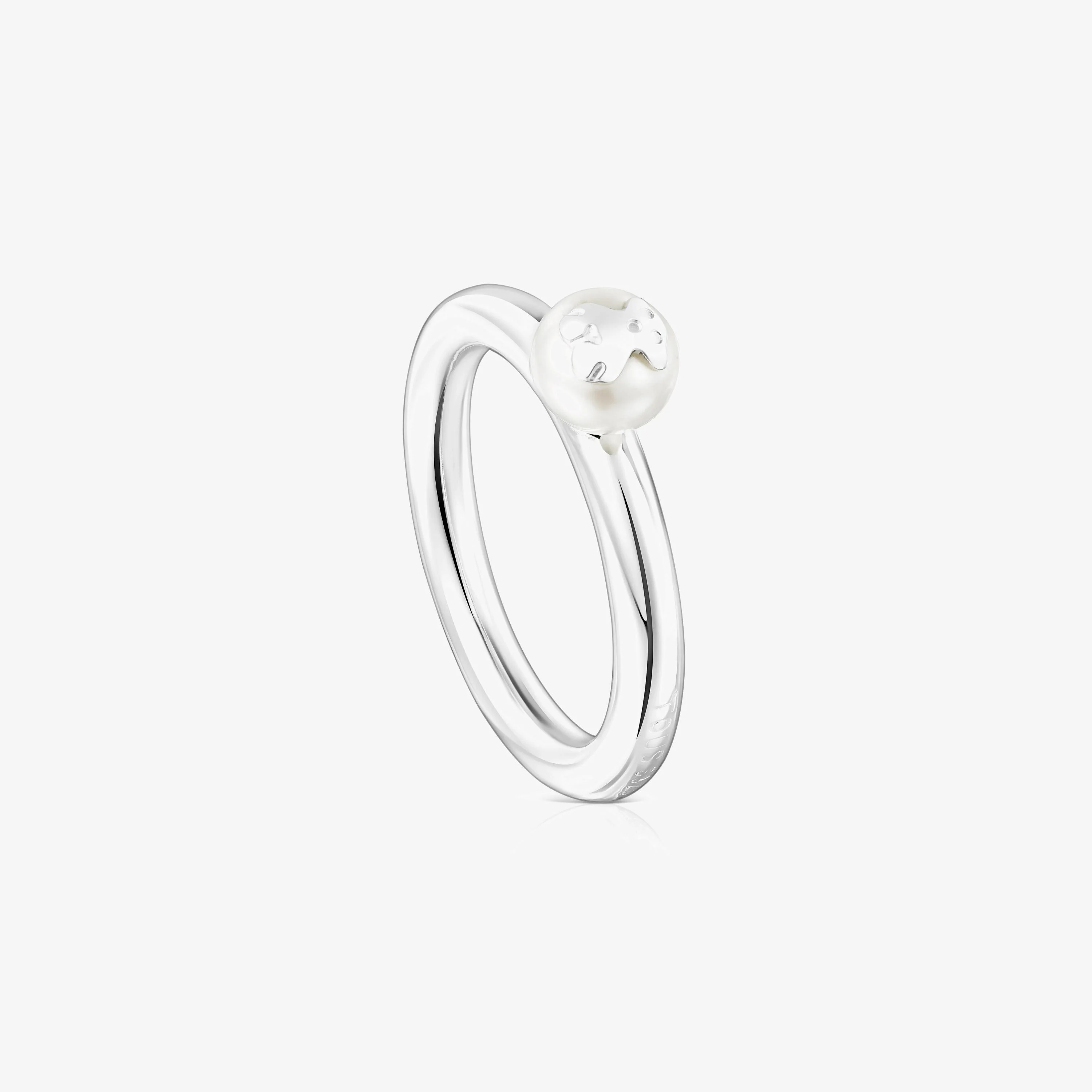 Silver and Pearl TOUS Icon Pearl Ring with Bear motif - 1
