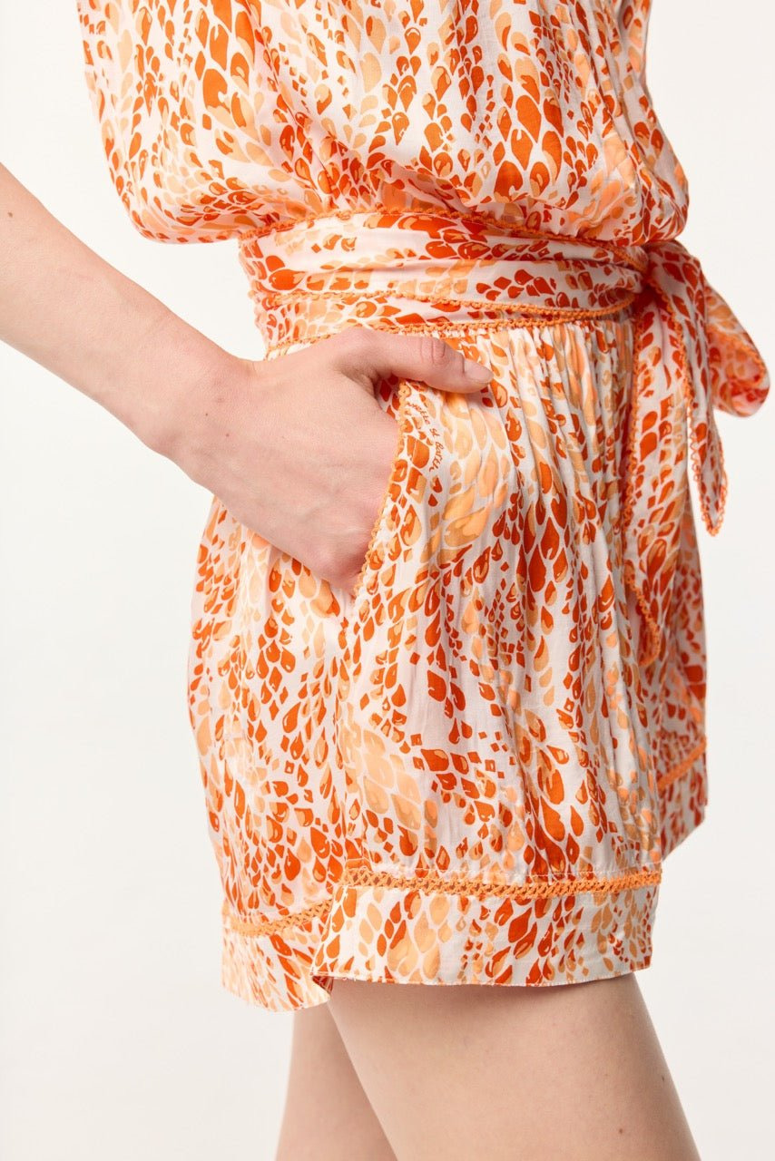 Short Jumpsuit Anaik - Orange Wavy Animalier - 2