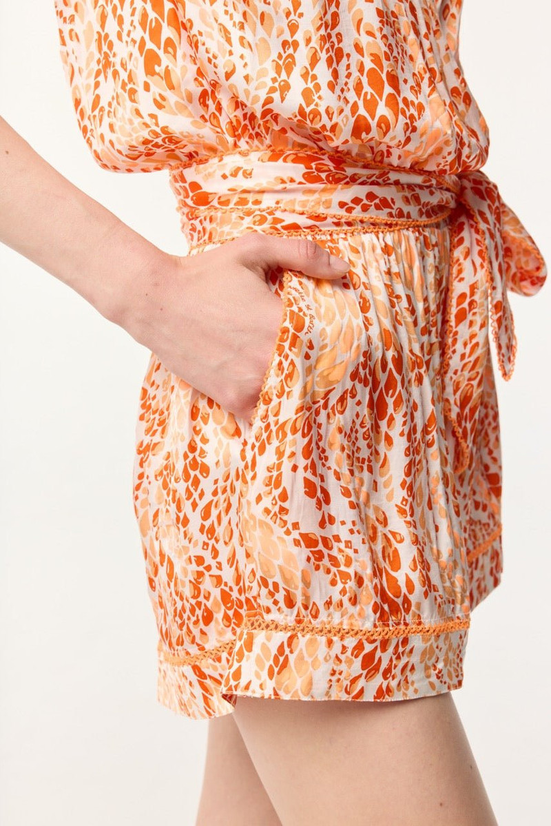 Poupette St Barth Short Jumpsuit Anaik - Orange Wavy Animalier outlook