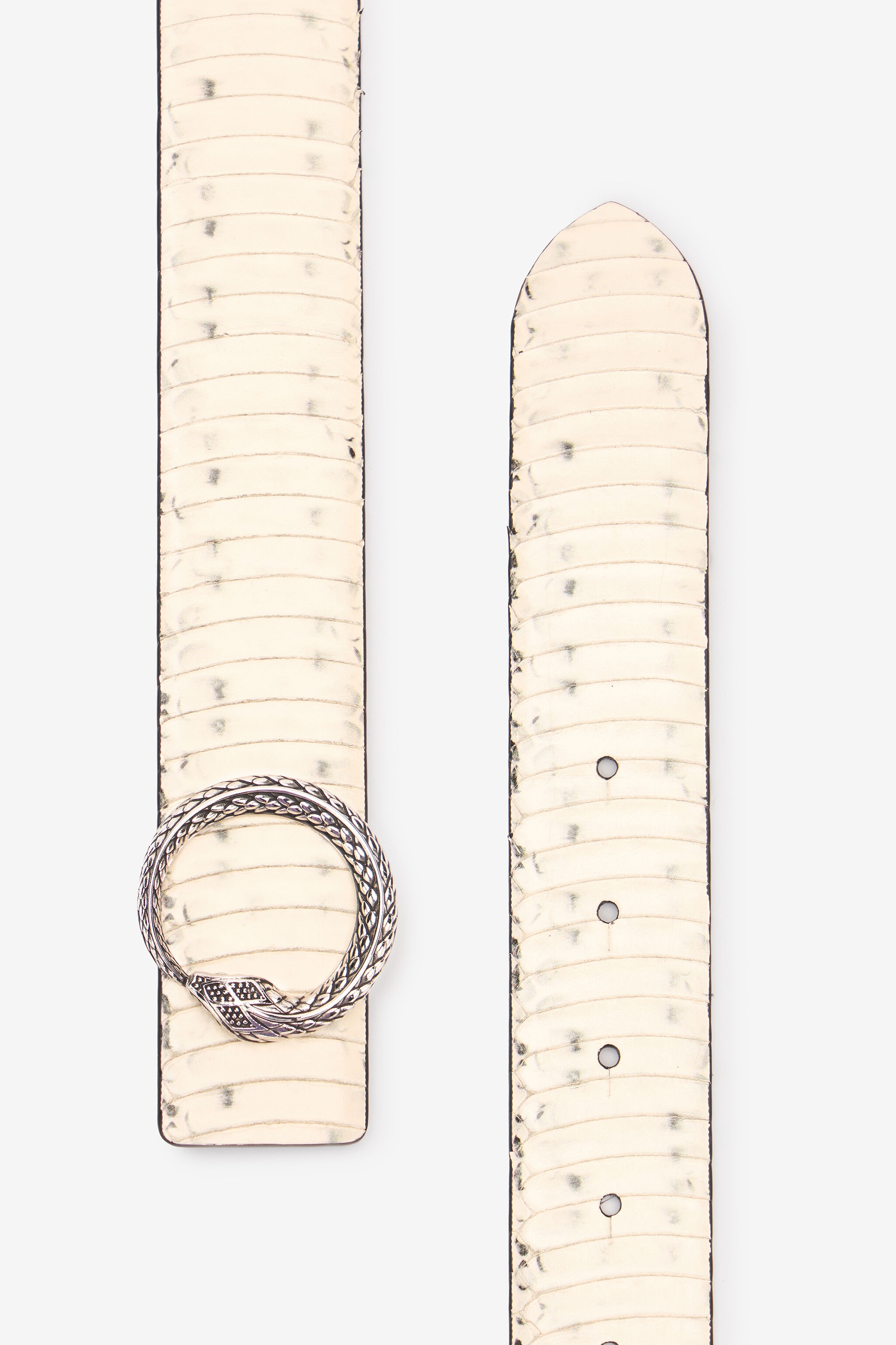 Printed Leather Belt With Snake Buckle - 2