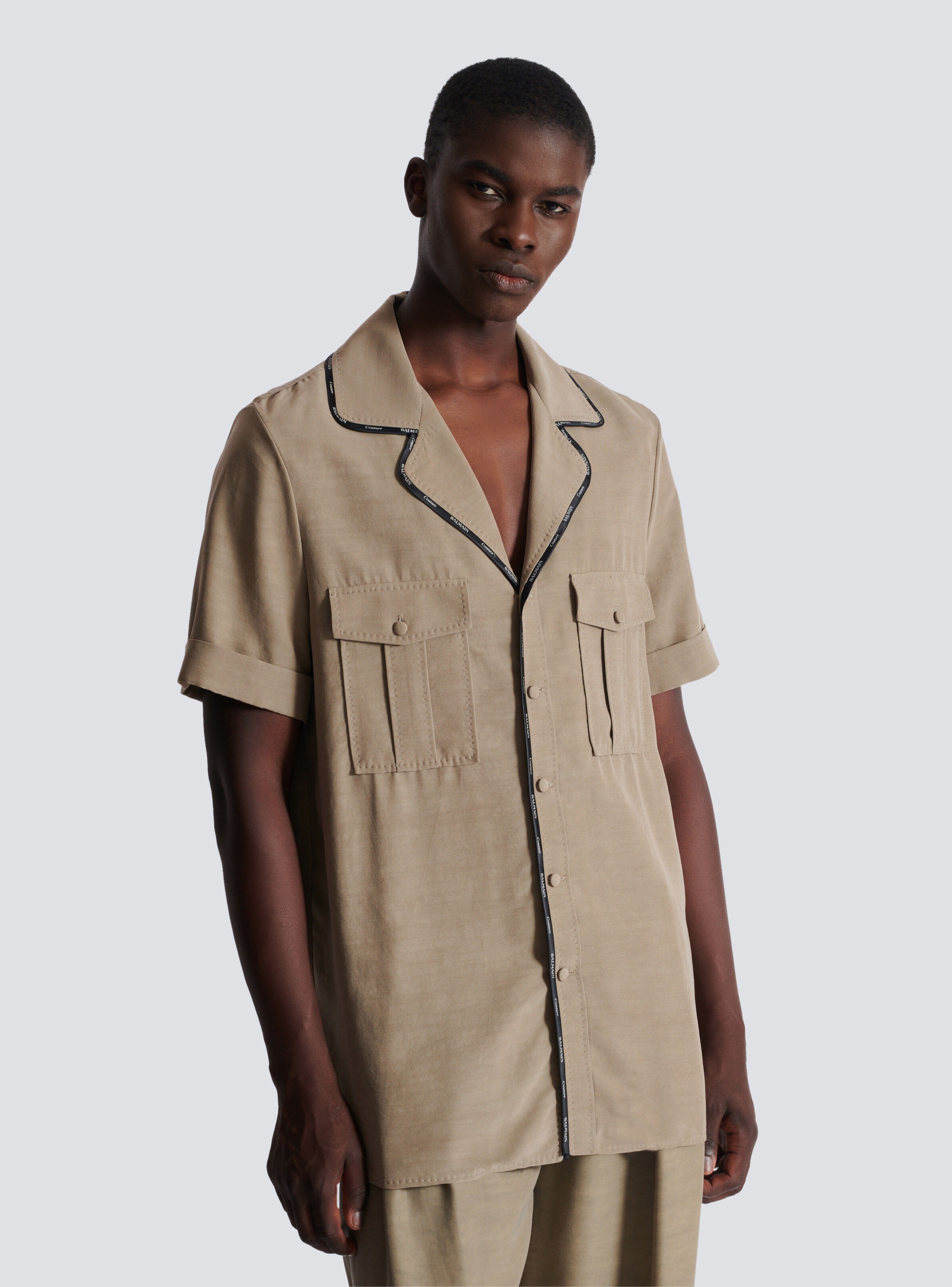 Cupro pyjama shirt with pockets - 6