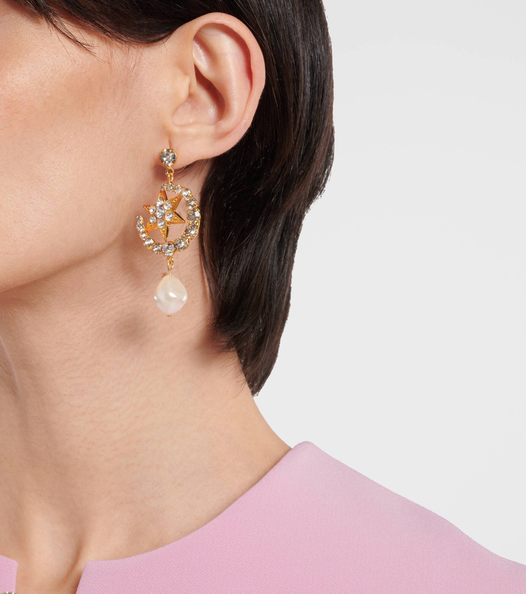 Kepler embellished gold-plated drop earrings - 3