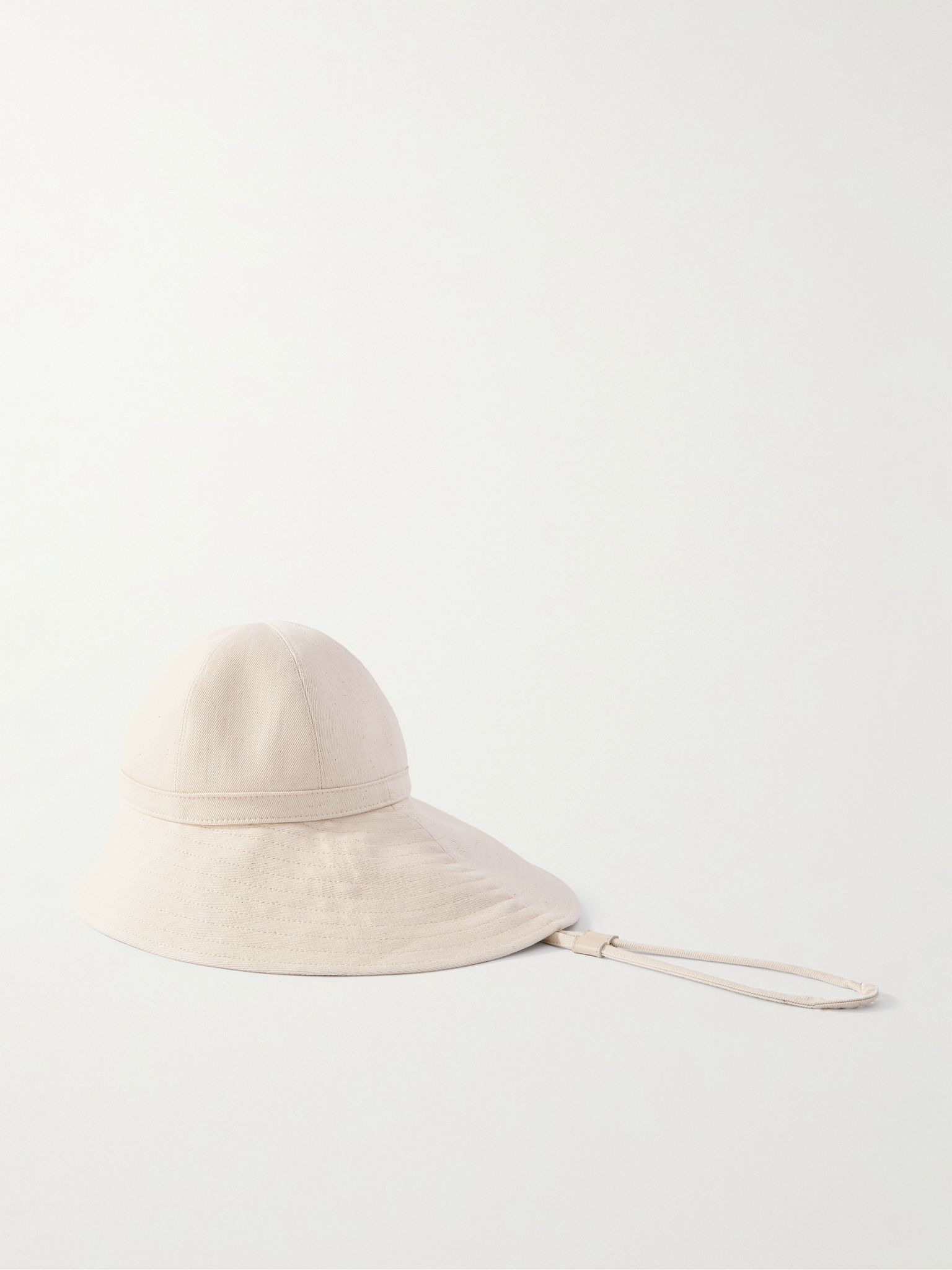 Cotton-blend canvas bucket hat Ecru - 3