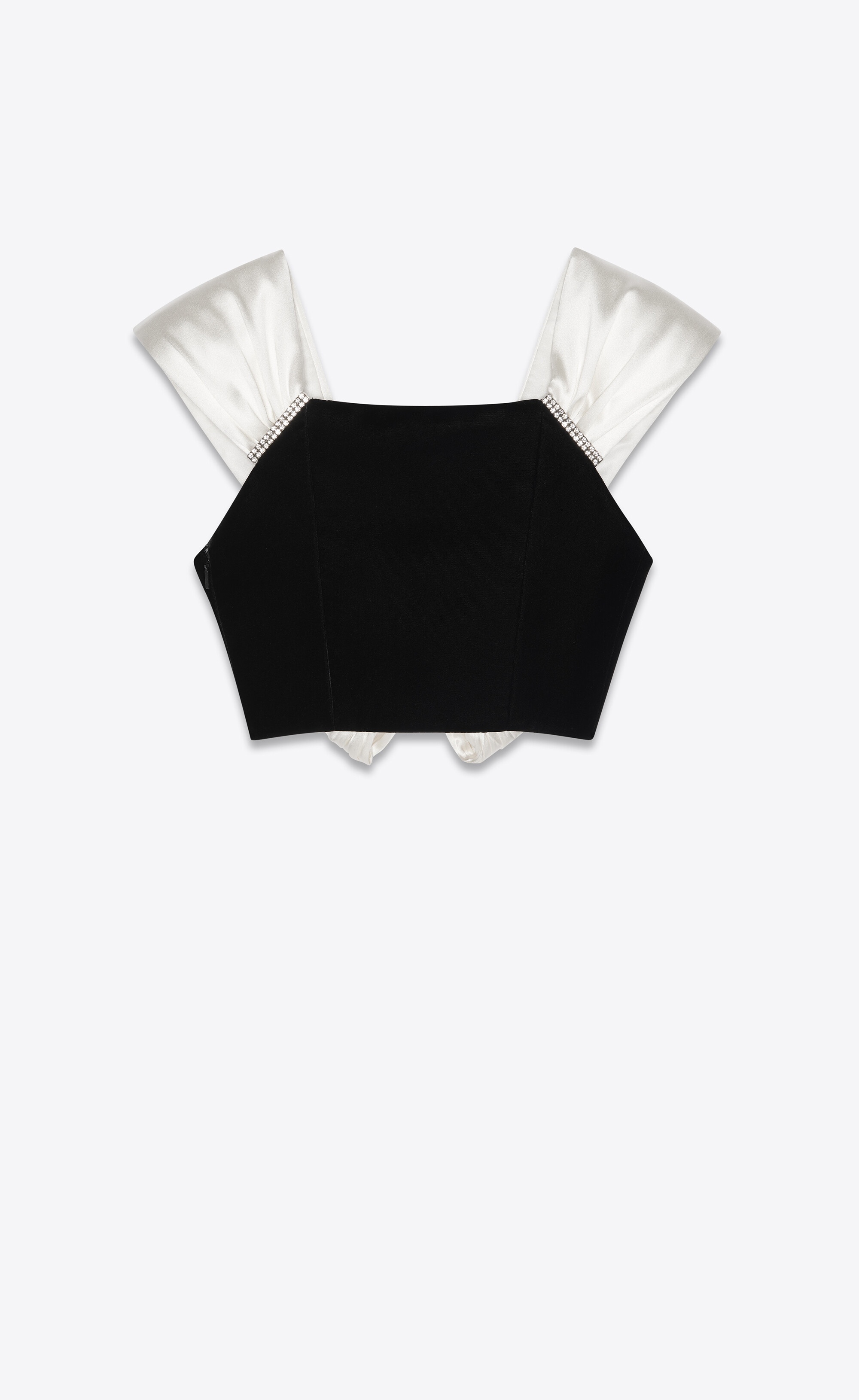 bow-tie crop top in cupro velvet - 3