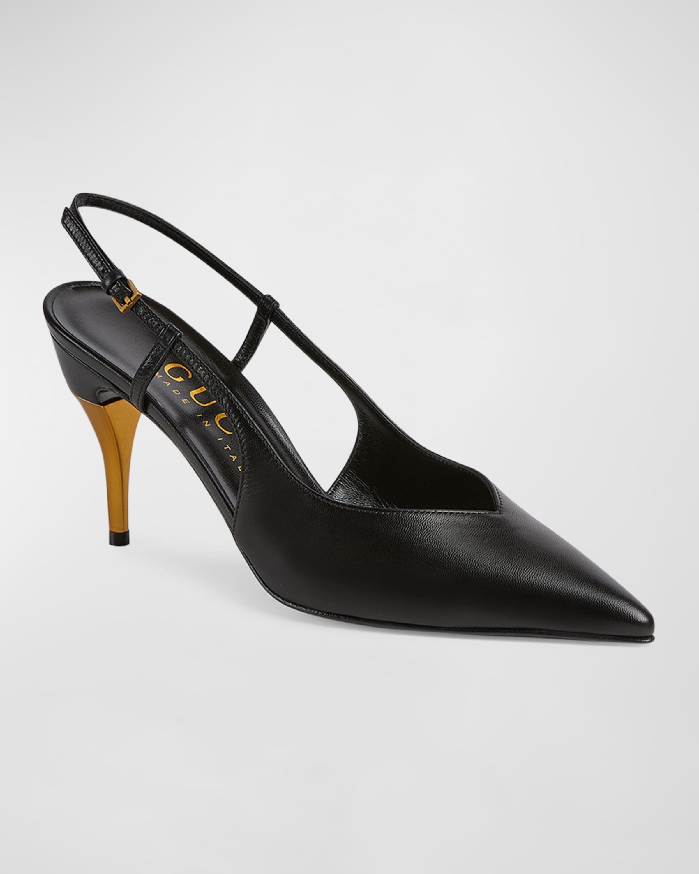 サンダル・ミュール Priscilla Glossed-Leather Pumps Gucci Priscilla Glossed-Leather Pumps Bi-color - Runway Catalog