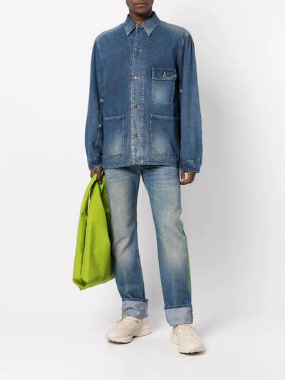 GUCCI logo-print washed denim jacket outlook