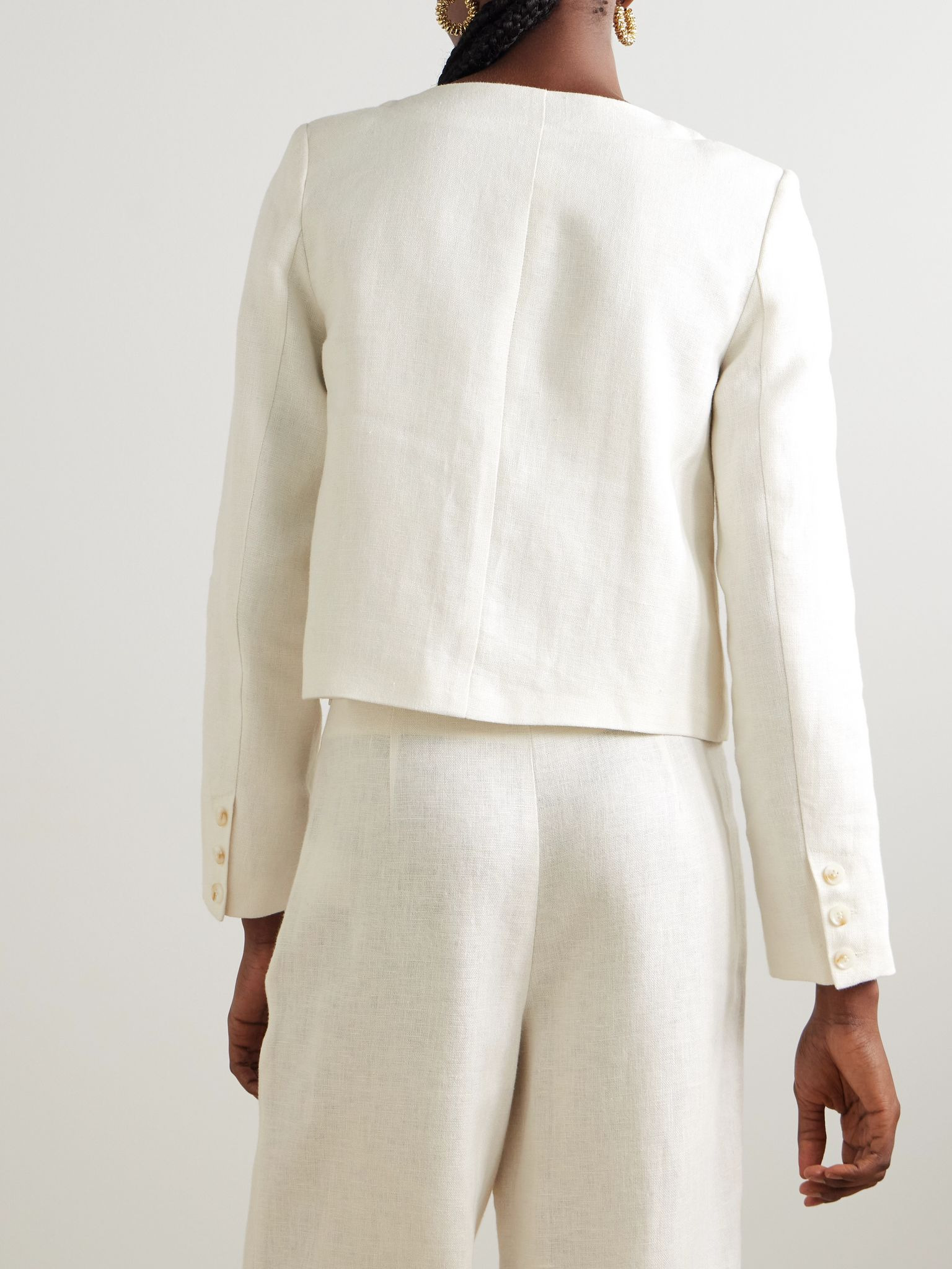 Emma cropped linen jacket Cream - 3