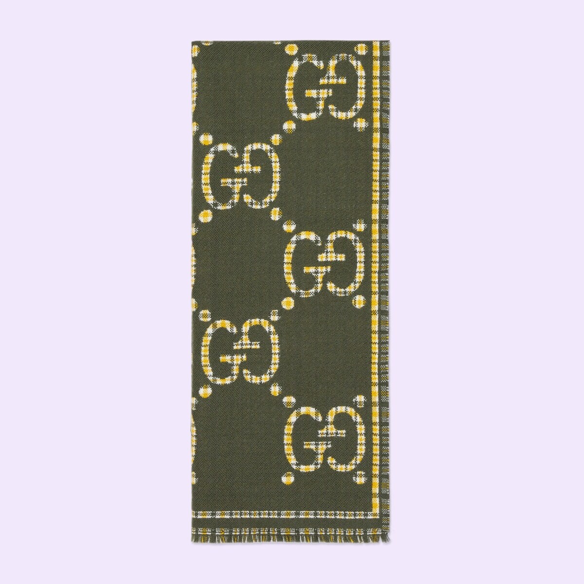 Check GG wool scarf - 1